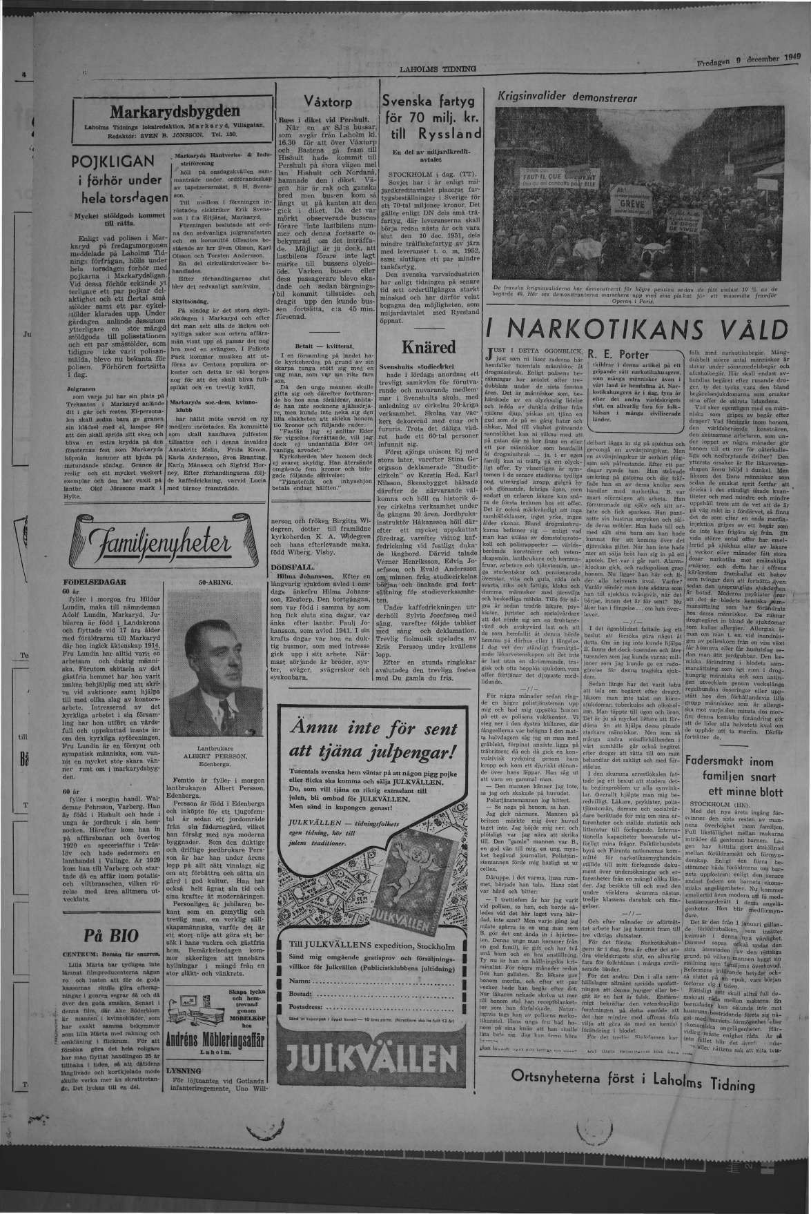 Laholms Tidning Fredag 9 december 1949, sida 6
