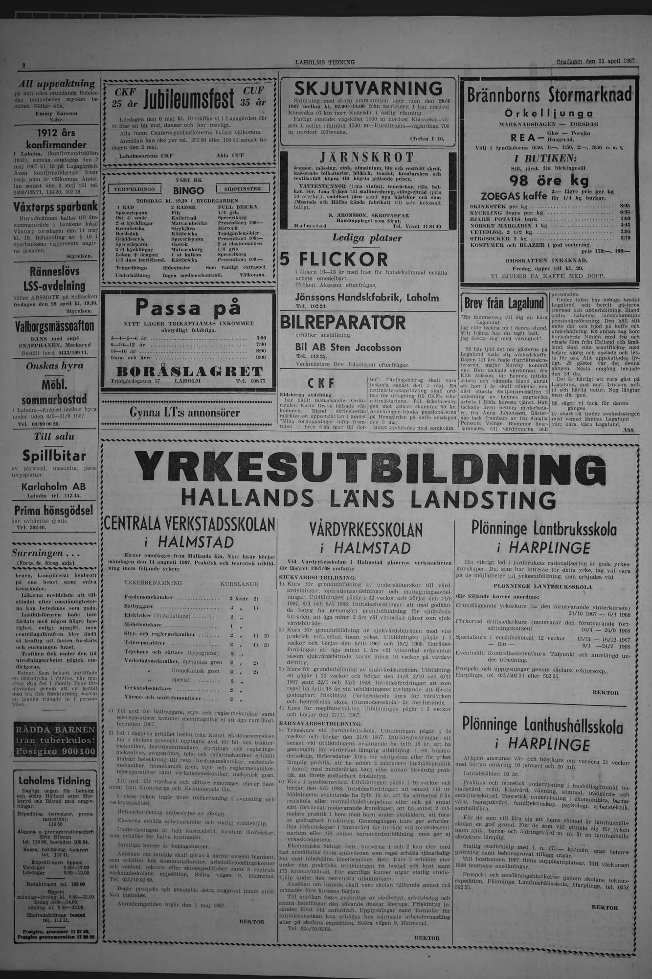 Laholms Tidning Onsdag 26 april 1967, sida 2