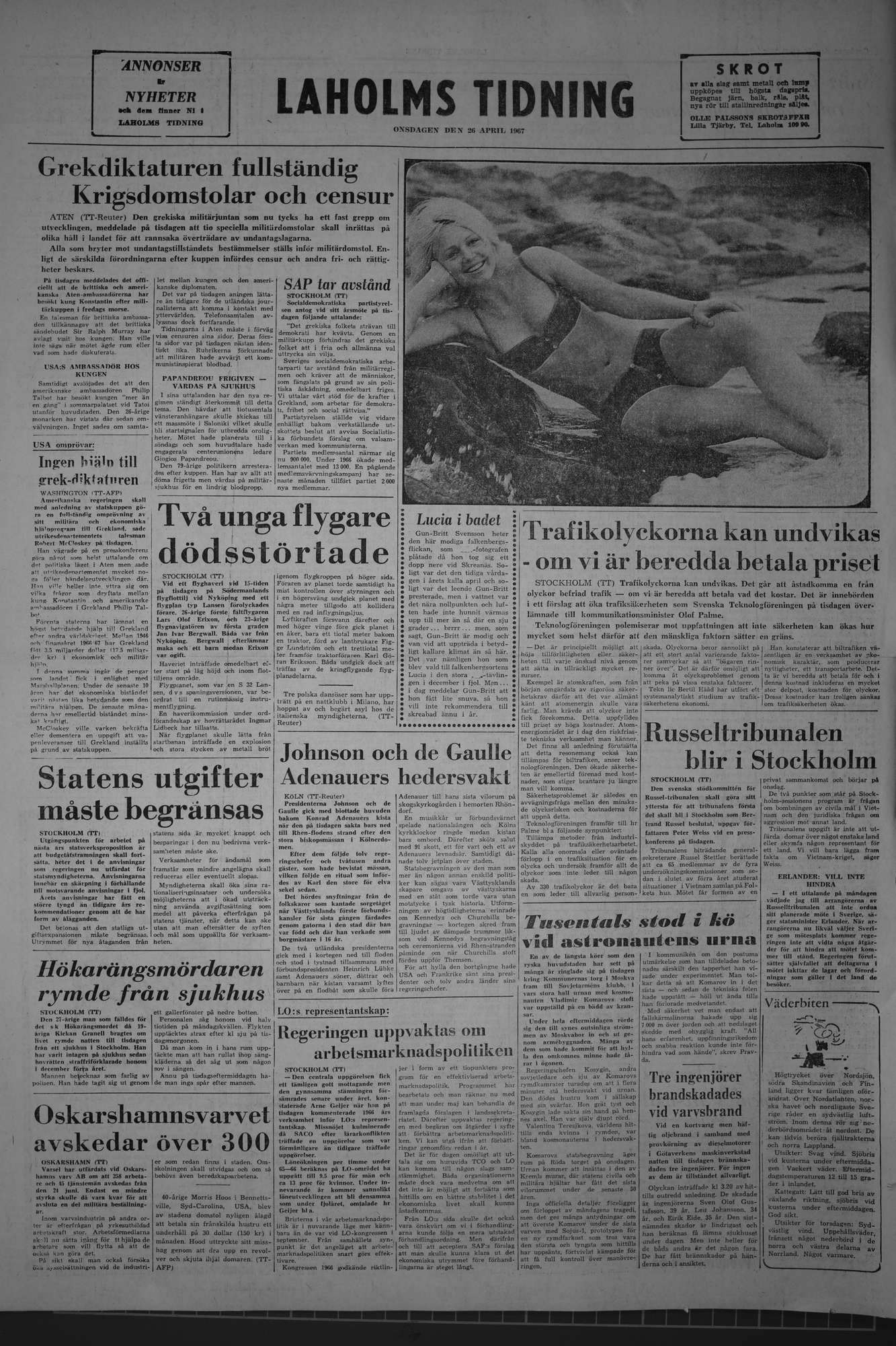 Laholms Tidning Onsdag 26 april 1967, sida 8