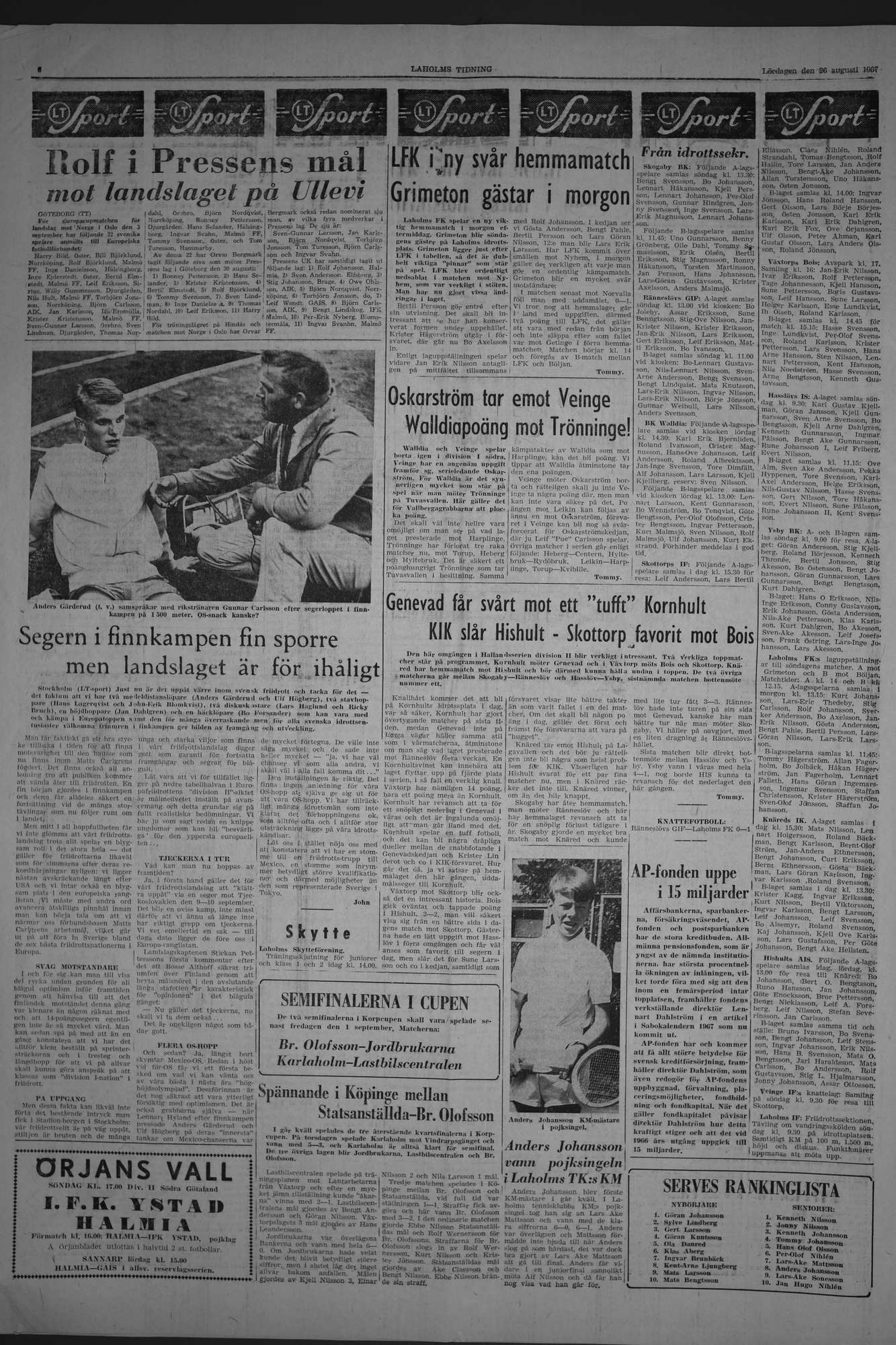 Laholms Tidning Lördag 26 augusti 1967, sida 6
