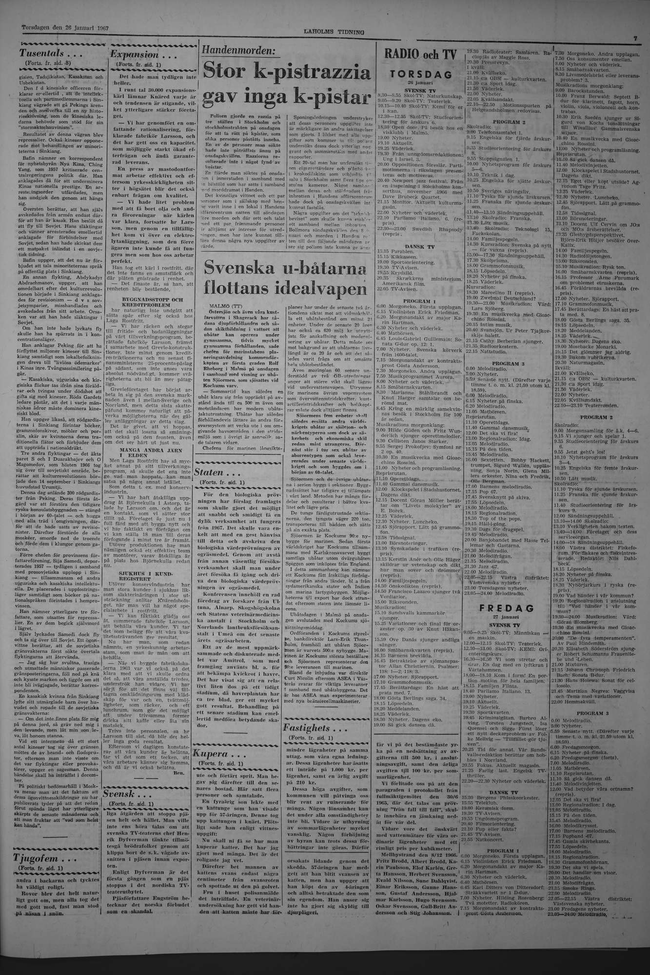 Laholms Tidning Torsdag 26 januari 1967, sida 7