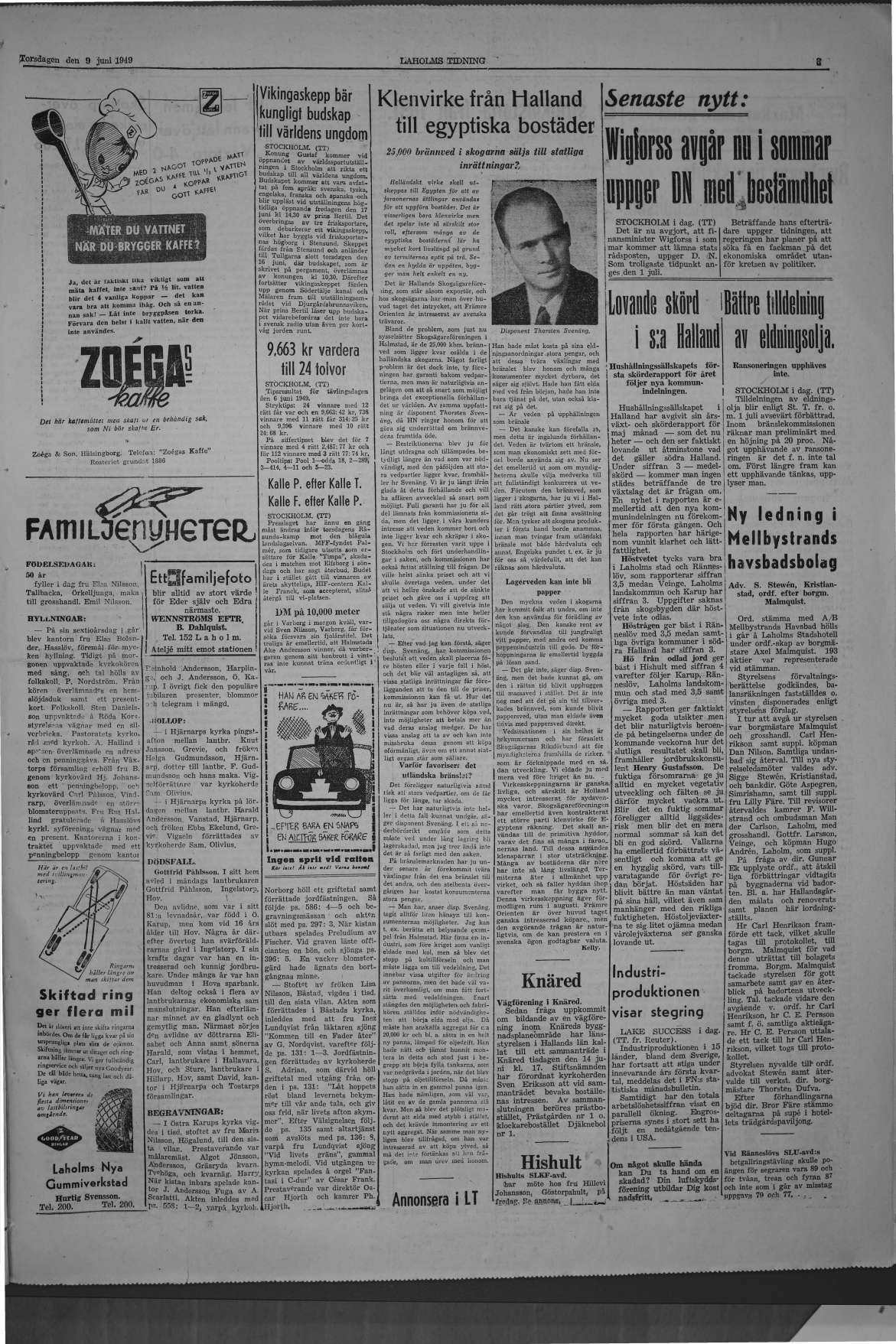 Laholms Tidning Torsdag 9 juni 1949, sida 3