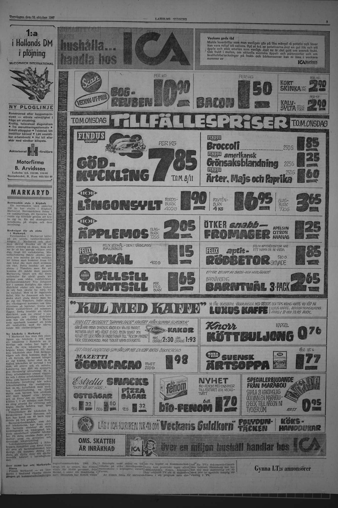 Laholms Tidning Torsdag 26 oktober 1967, sida 3
