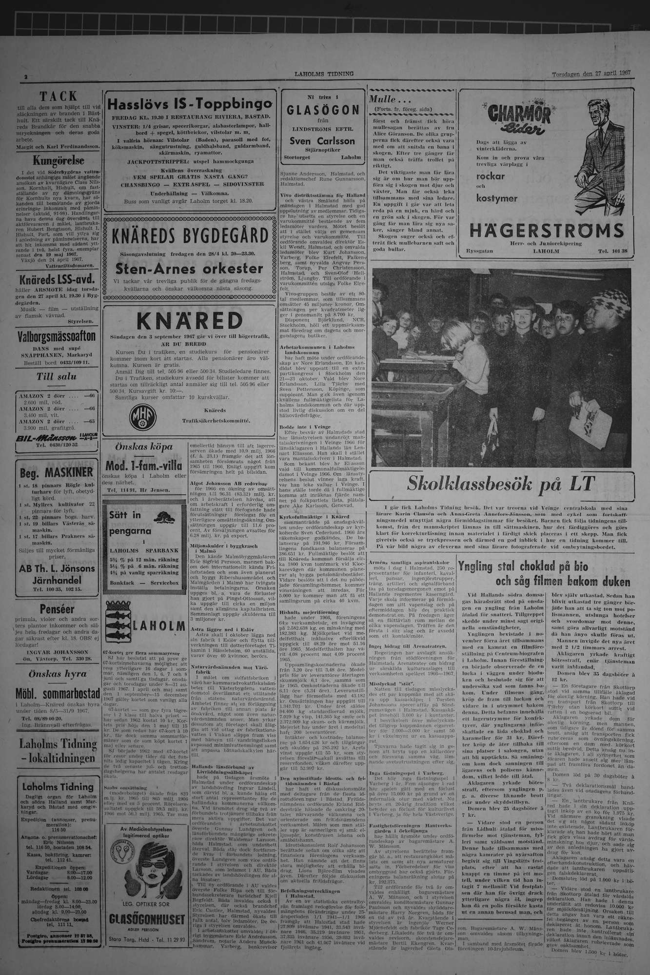 Laholms Tidning Torsdag 27 april 1967, sida 2