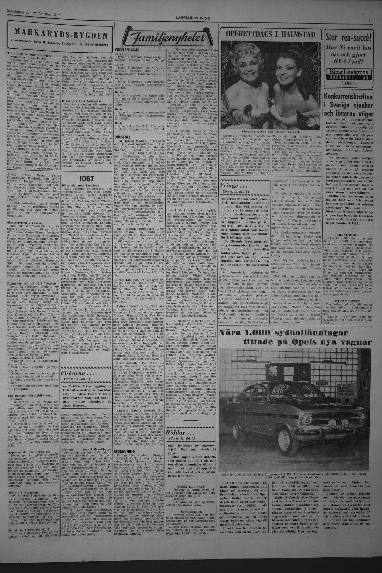 Laholms Tidning Måndag 27 februari 1967, sida 3