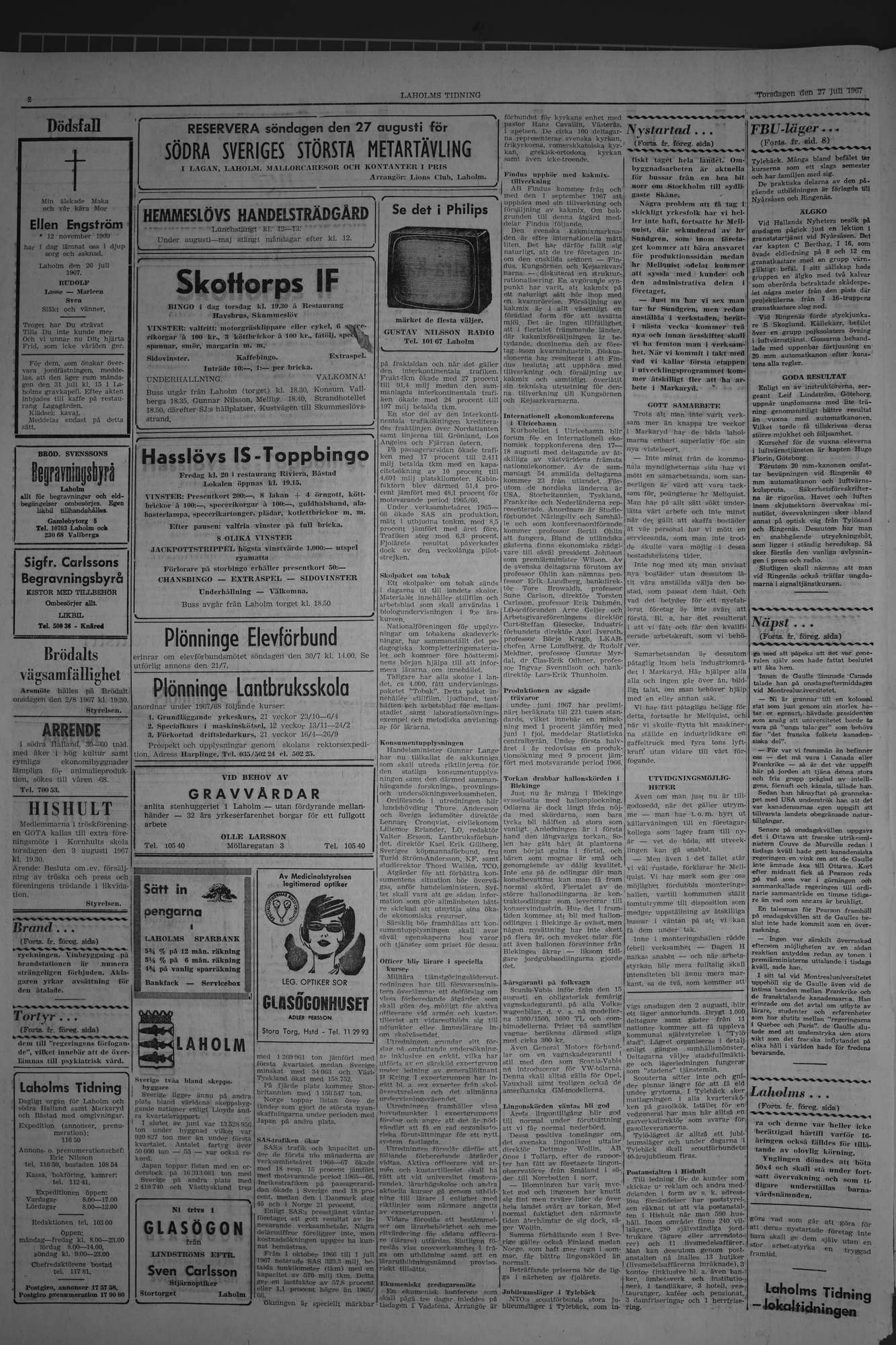 Laholms Tidning Torsdag 27 juli 1967, sida 2