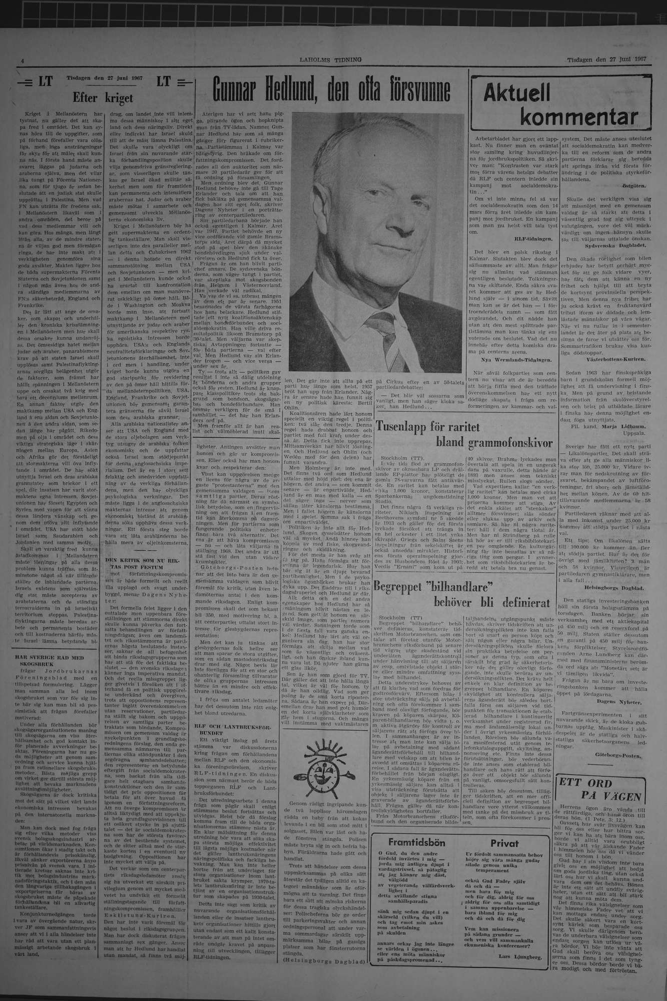 Laholms Tidning Tisdag 27 juni 1967, sida 4