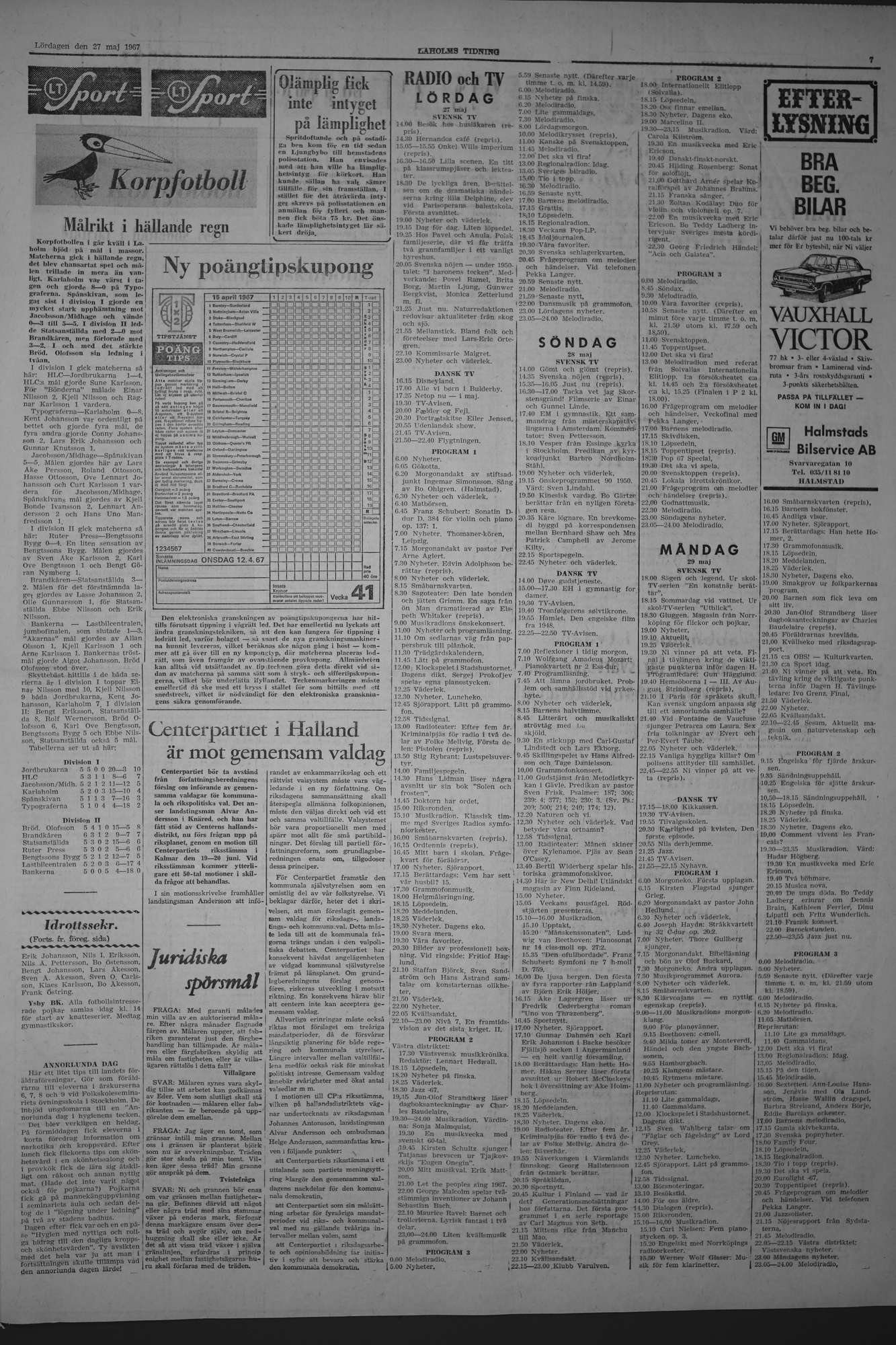 Laholms Tidning Lördag 27 maj 1967, sida 7