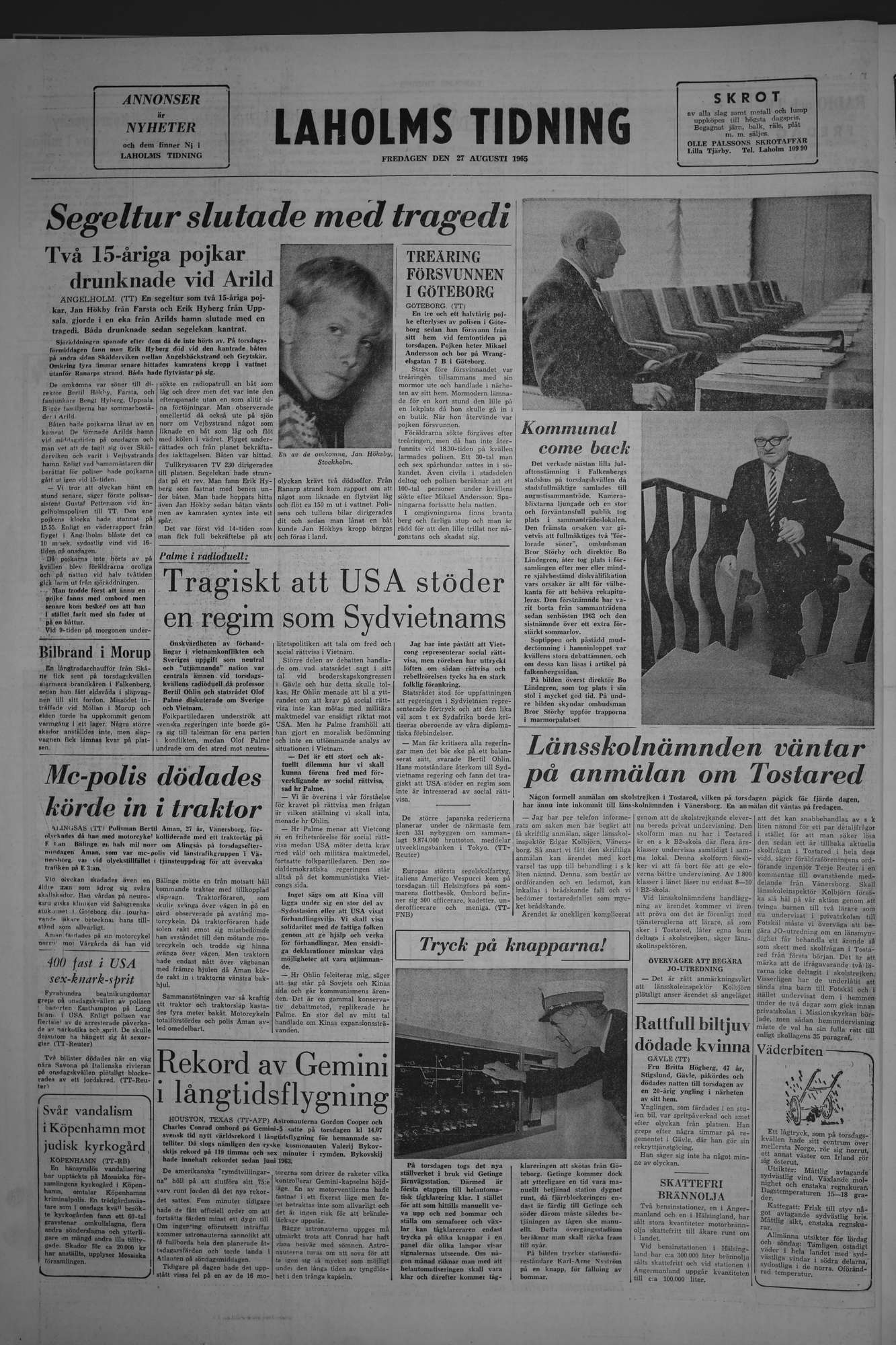 Laholms Tidning Fredag 27 augusti 1965, sida 8