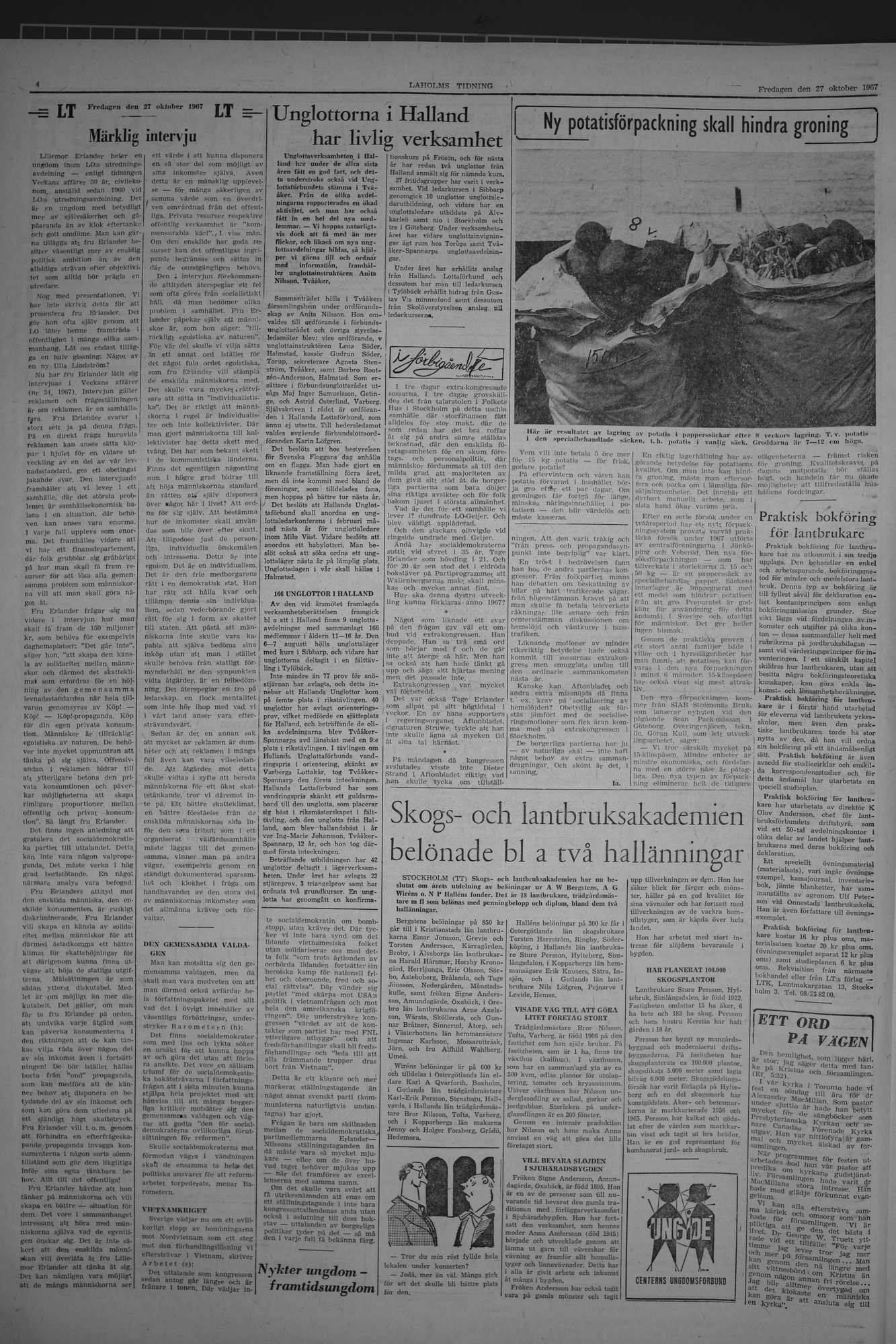Laholms Tidning Fredag 27 oktober 1967, sida 4