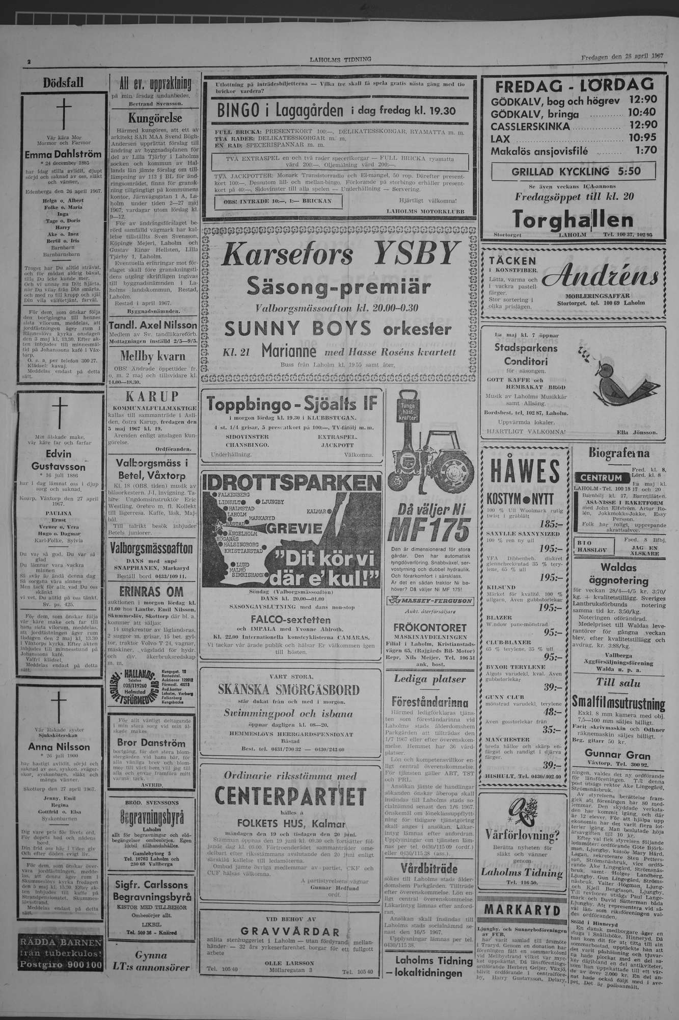 Laholms Tidning Fredag 28 april 1967, sida 2