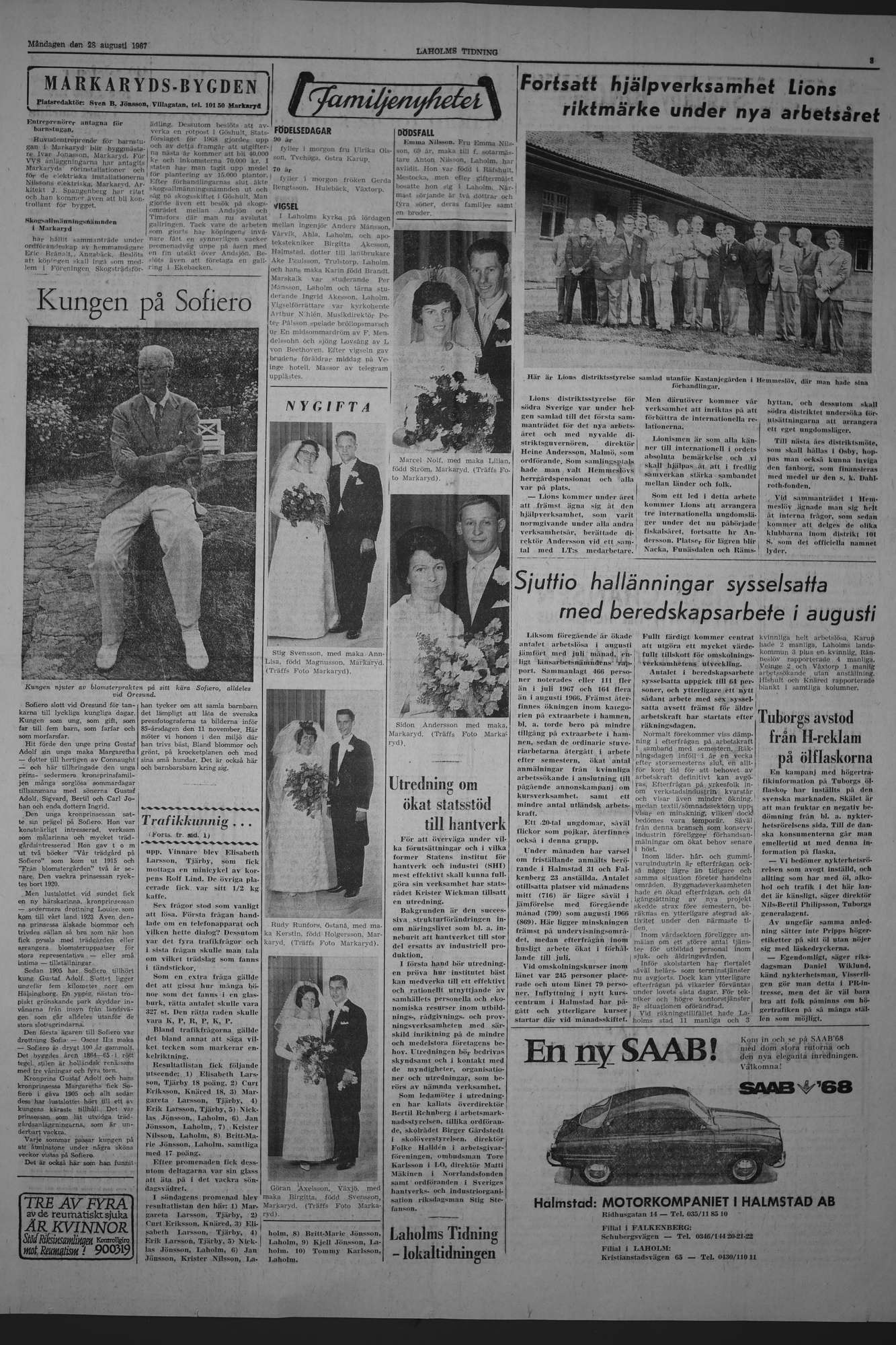 Laholms Tidning Måndag 28 augusti 1967, sida 3