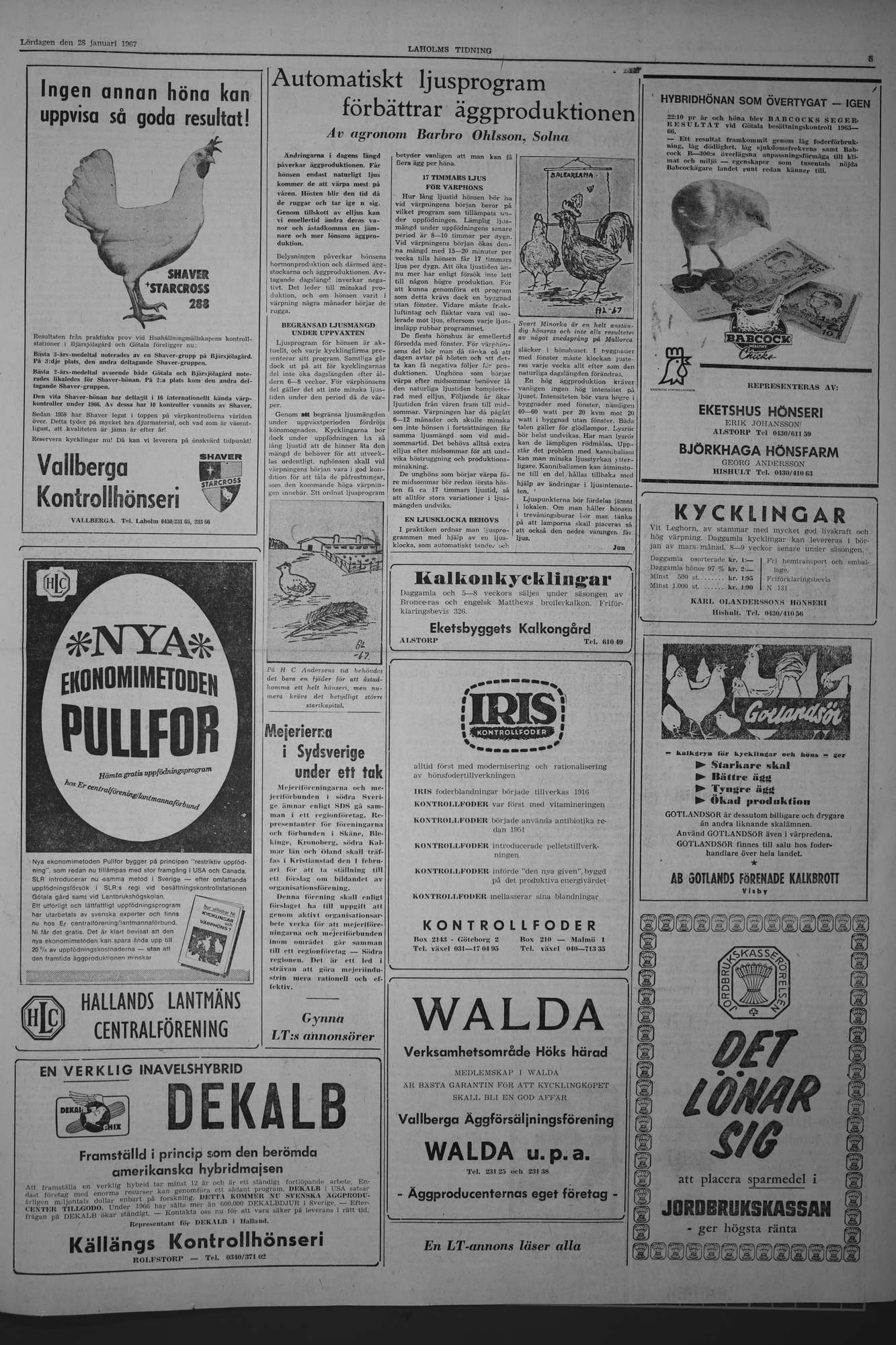 Laholms Tidning Lördag 28 januari 1967, sida 5