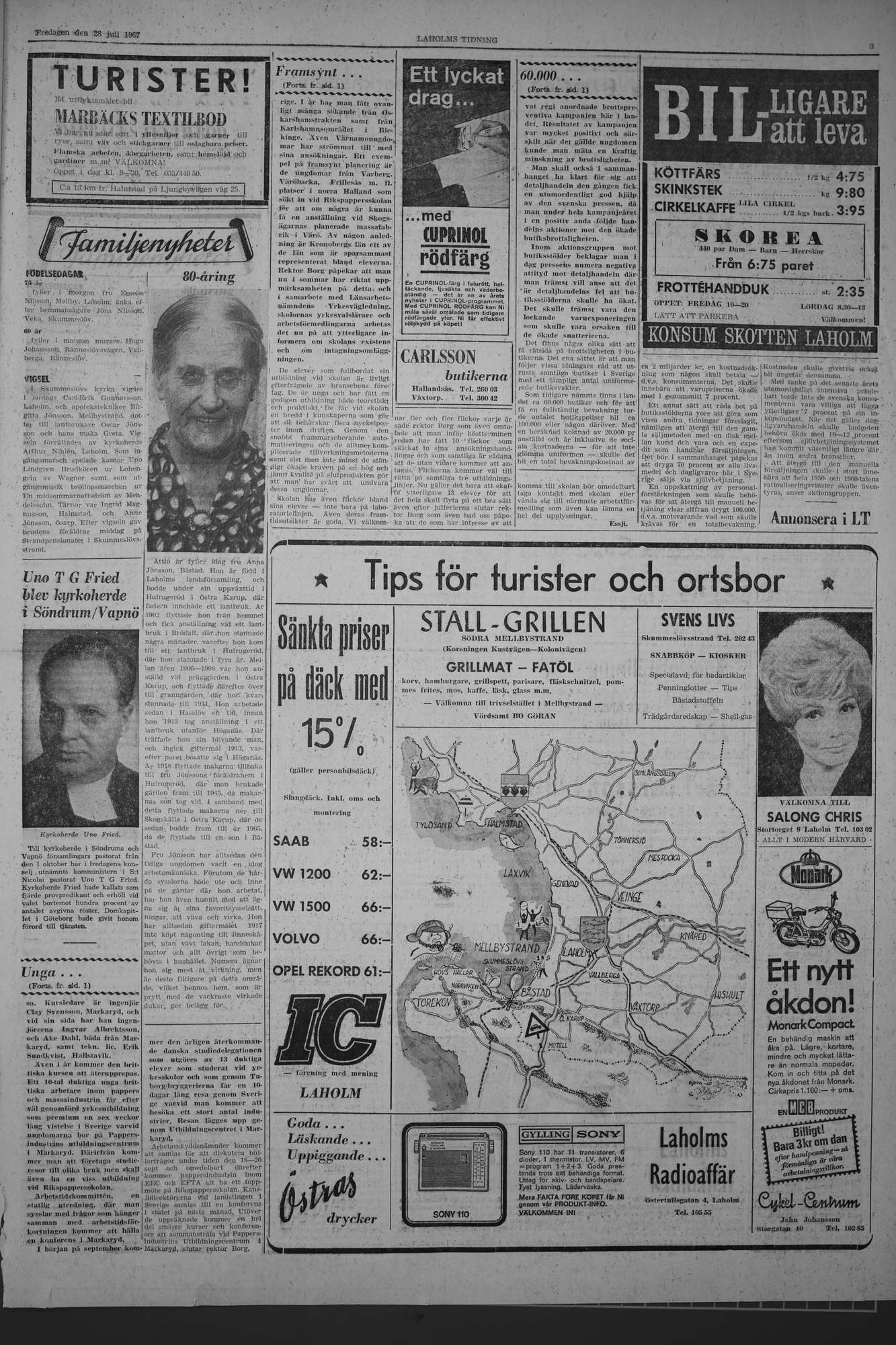 Laholms Tidning Fredag 28 juli 1967, sida 3