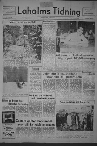 Förstasidan, Tisdag 28 november 1967