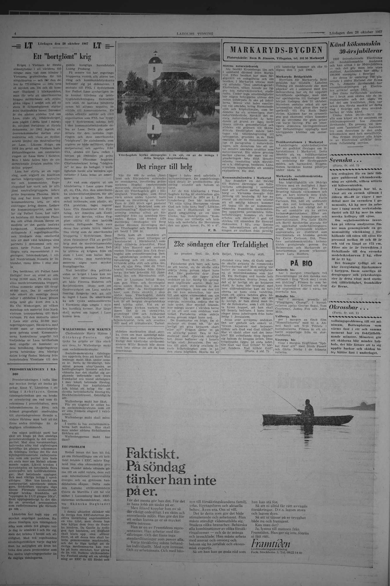 Laholms Tidning Lördag 28 oktober 1967, sida 4
