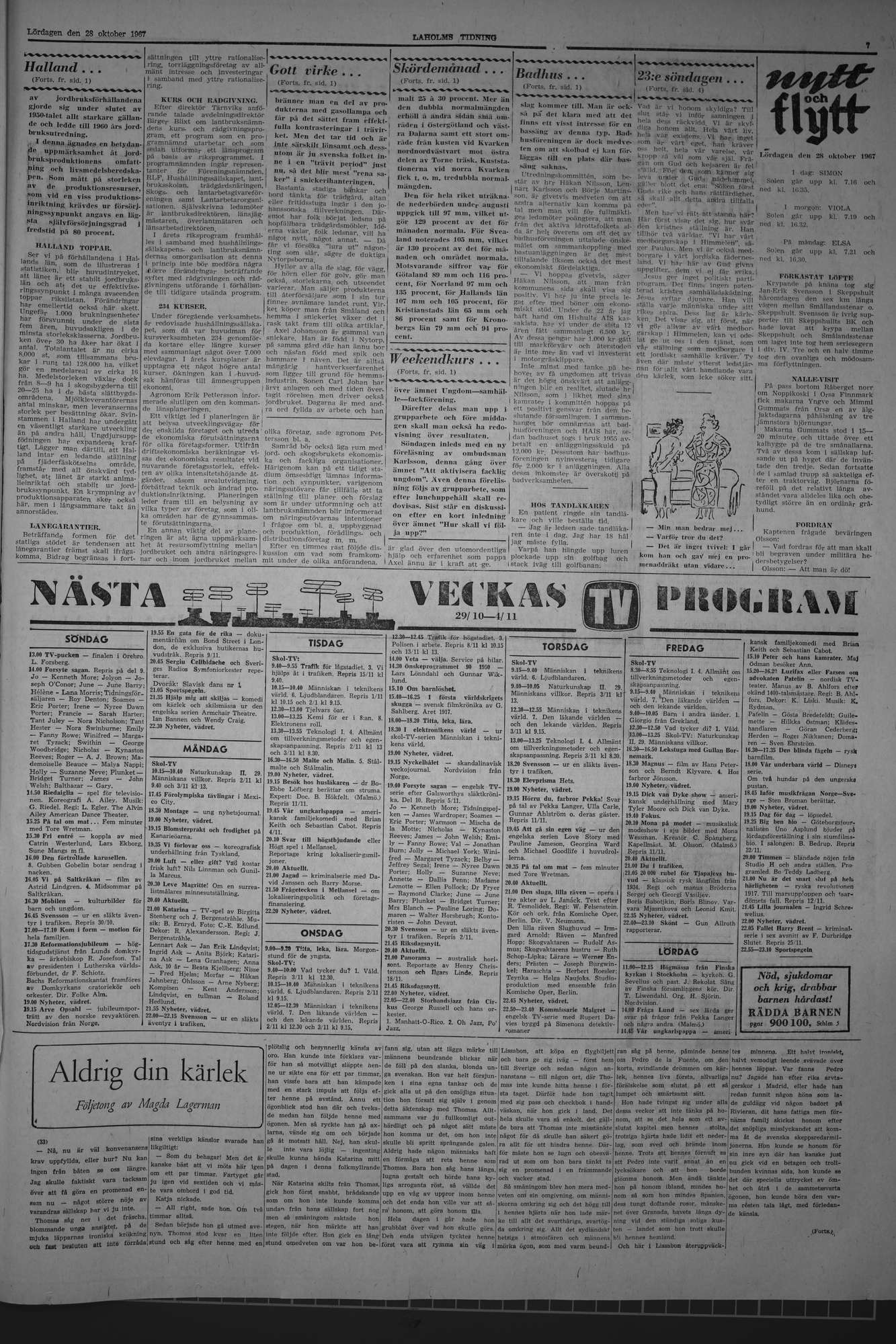 Laholms Tidning Lördag 28 oktober 1967, sida 7