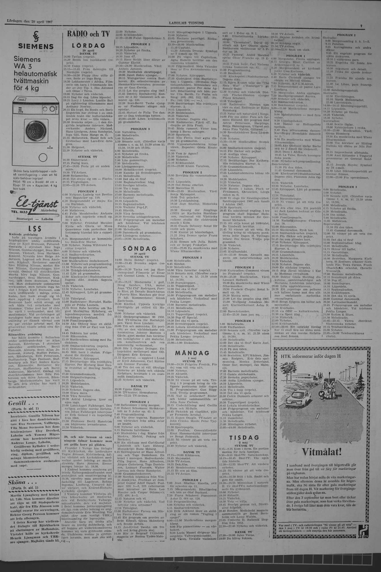 Laholms Tidning Lördag 29 april 1967, sida 7