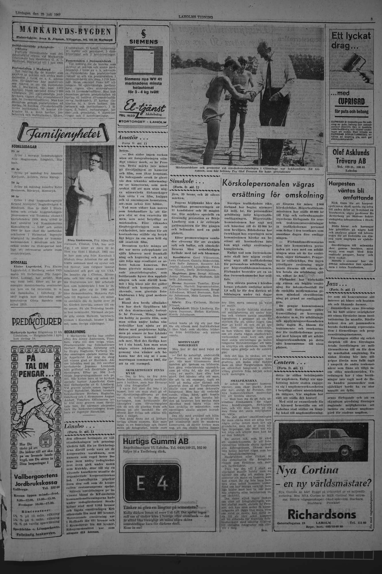 Laholms Tidning Lördag 29 juli 1967, sida 3