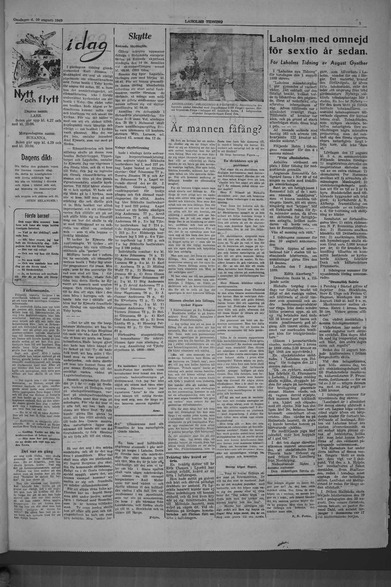 Laholms Tidning Onsdag 10 augusti 1949, sida 5