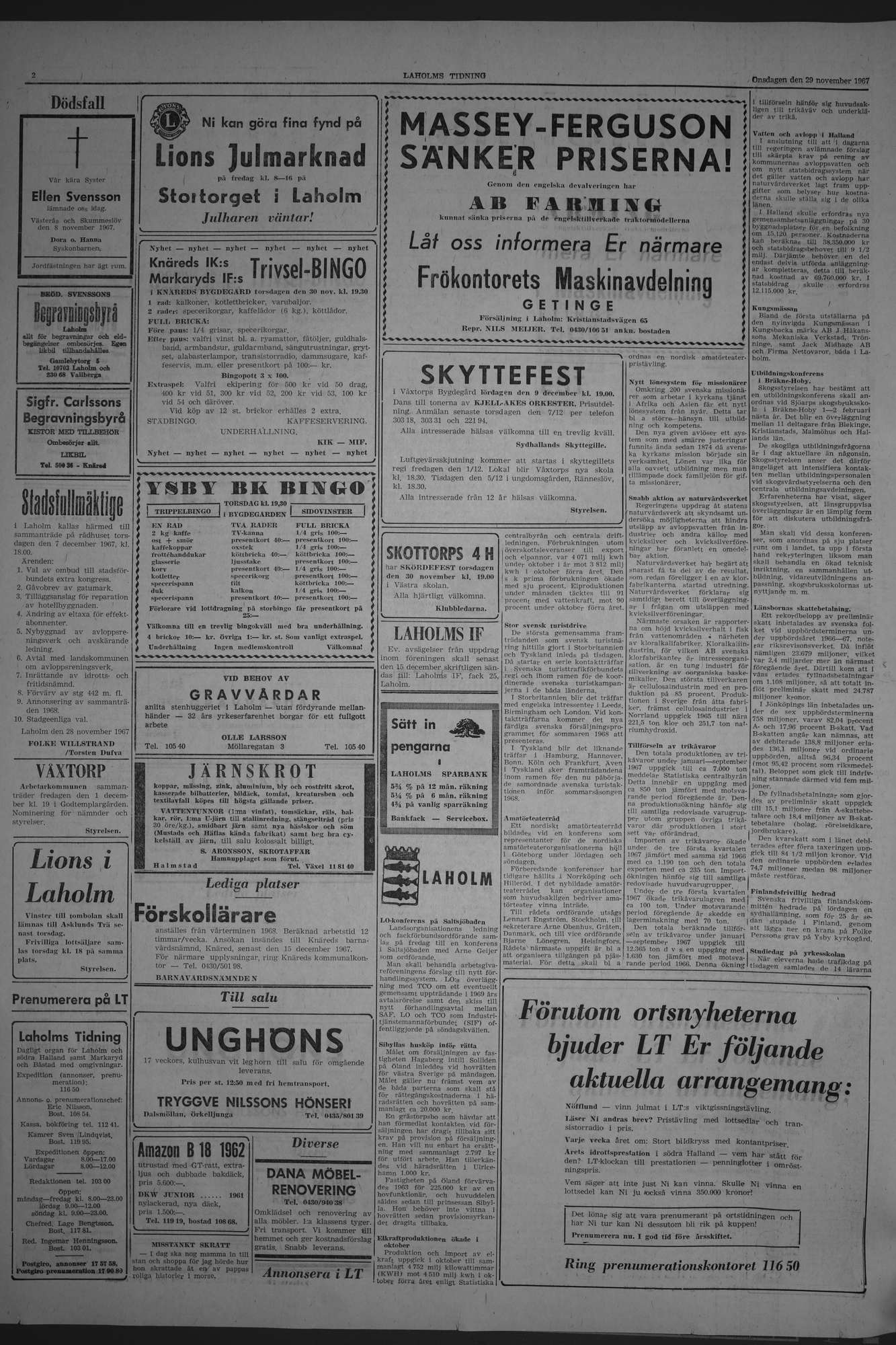 Laholms Tidning Onsdag 29 november 1967, sida 2