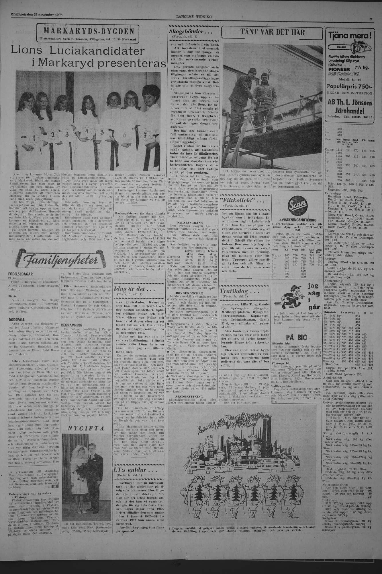 Laholms Tidning Onsdag 29 november 1967, sida 3