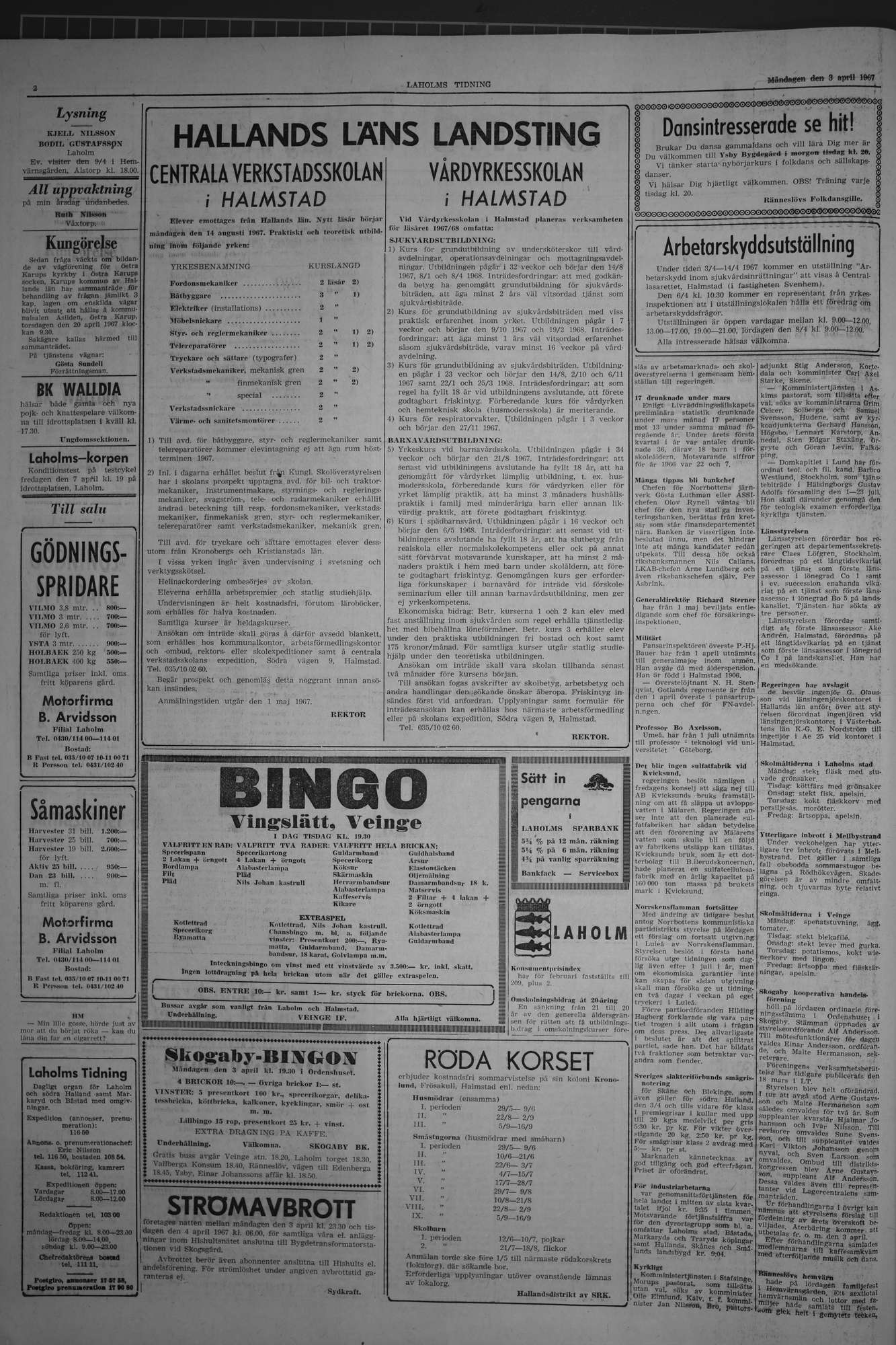 Laholms Tidning Måndag 3 april 1967, sida 2
