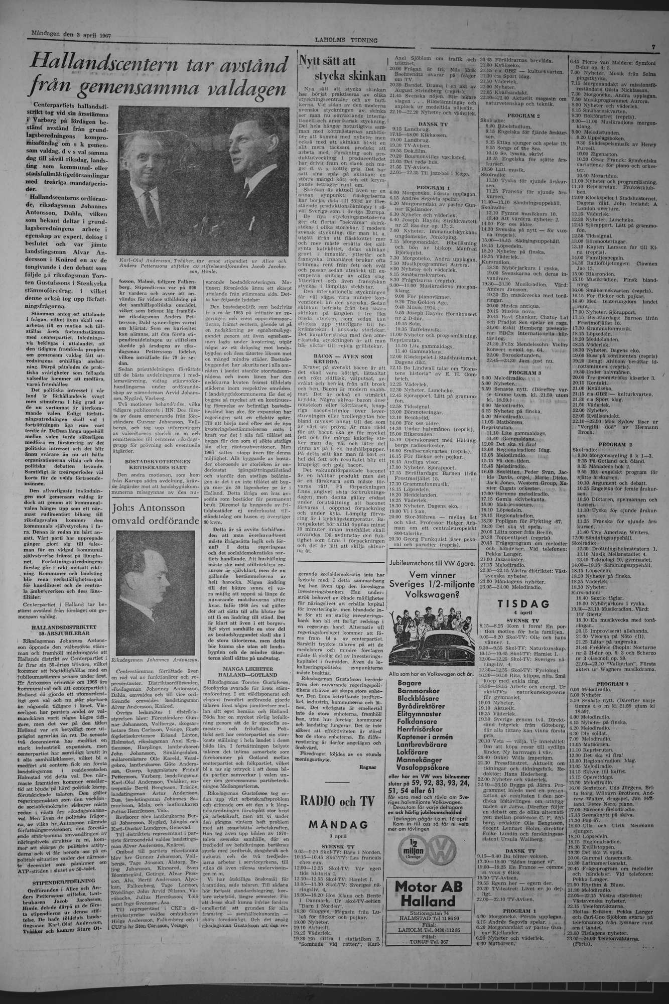 Laholms Tidning Måndag 3 april 1967, sida 7