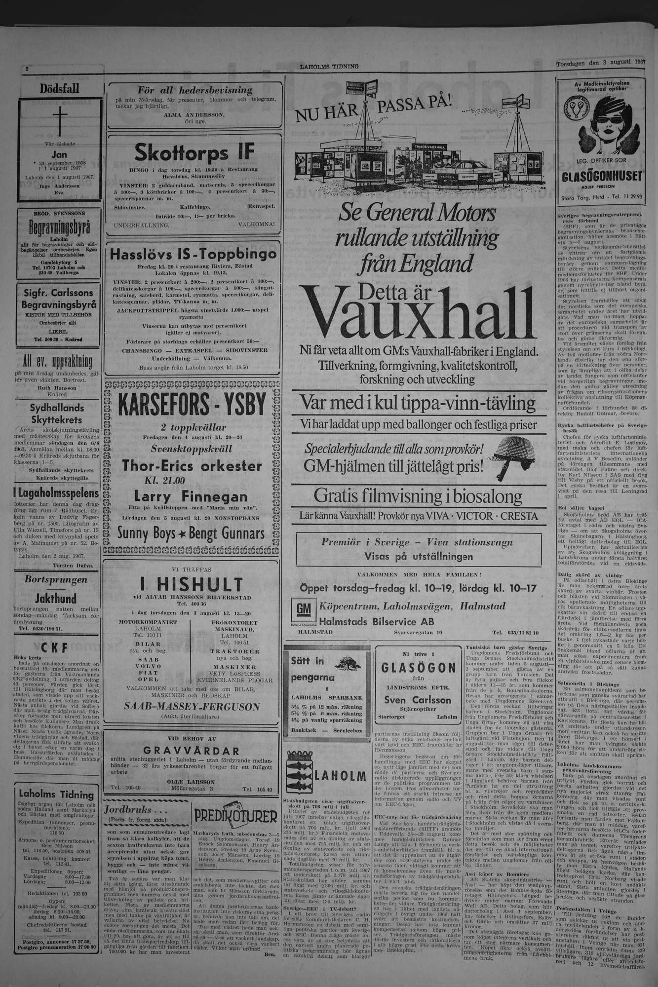 Laholms Tidning Torsdag 3 augusti 1967, sida 2