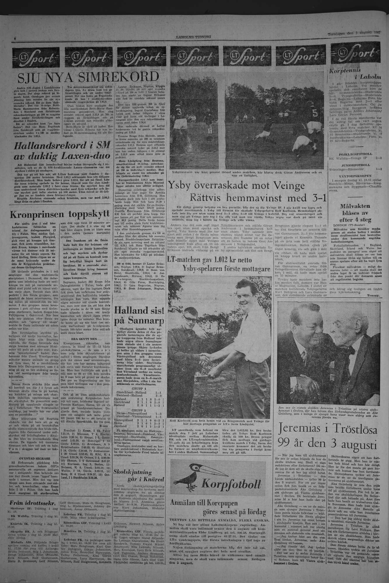 Laholms Tidning Torsdag 3 augusti 1967, sida 6