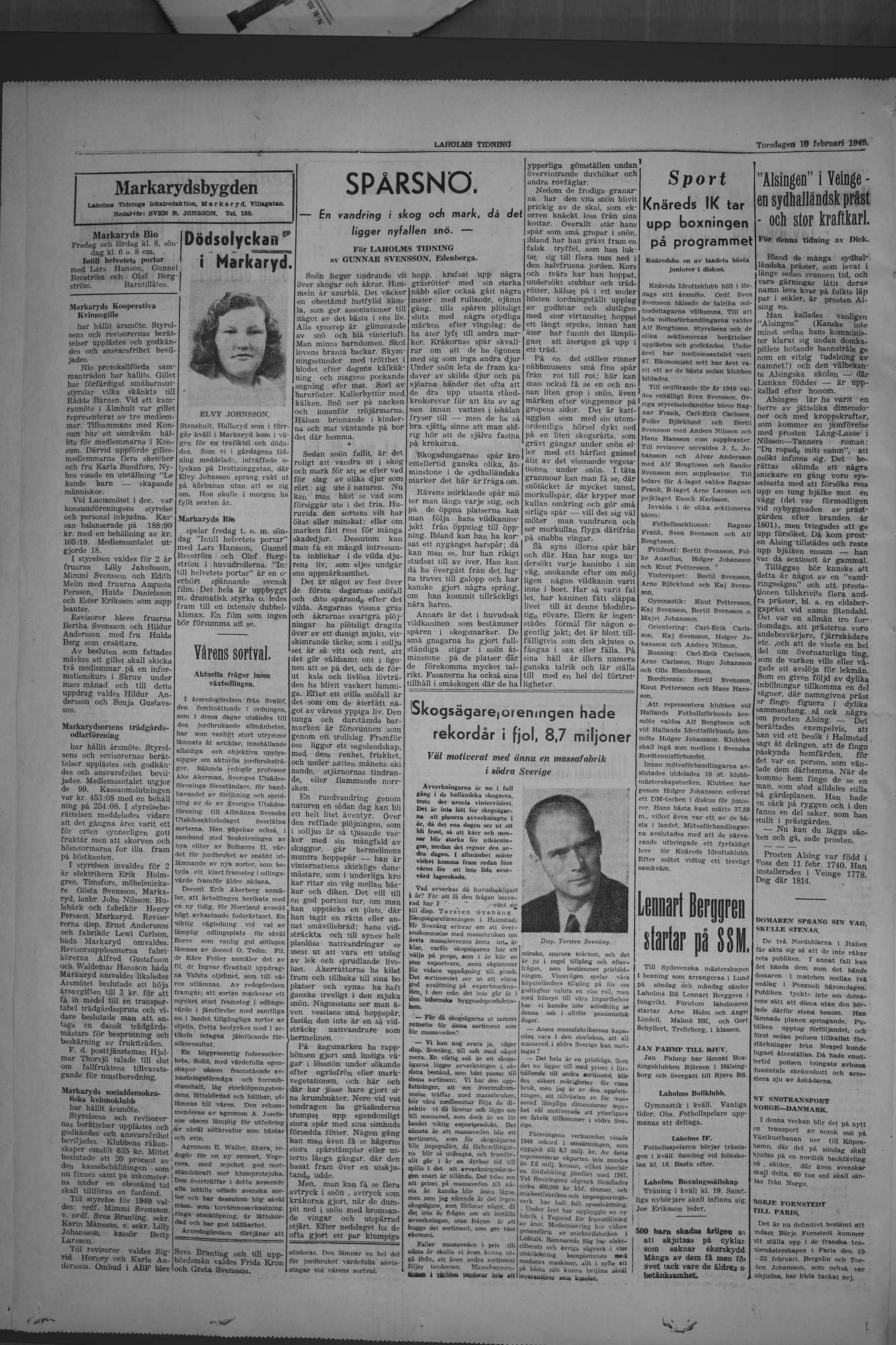 Laholms Tidning Torsdag 10 februari 1949, sida 4