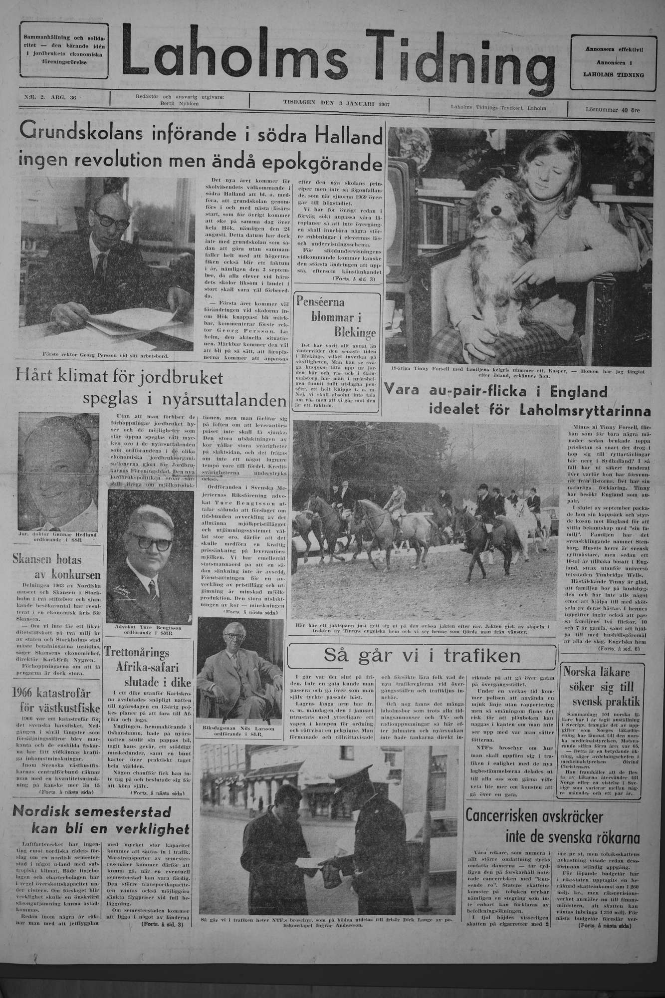 Laholms Tidning Tisdag 3 januari 1967, sida 1