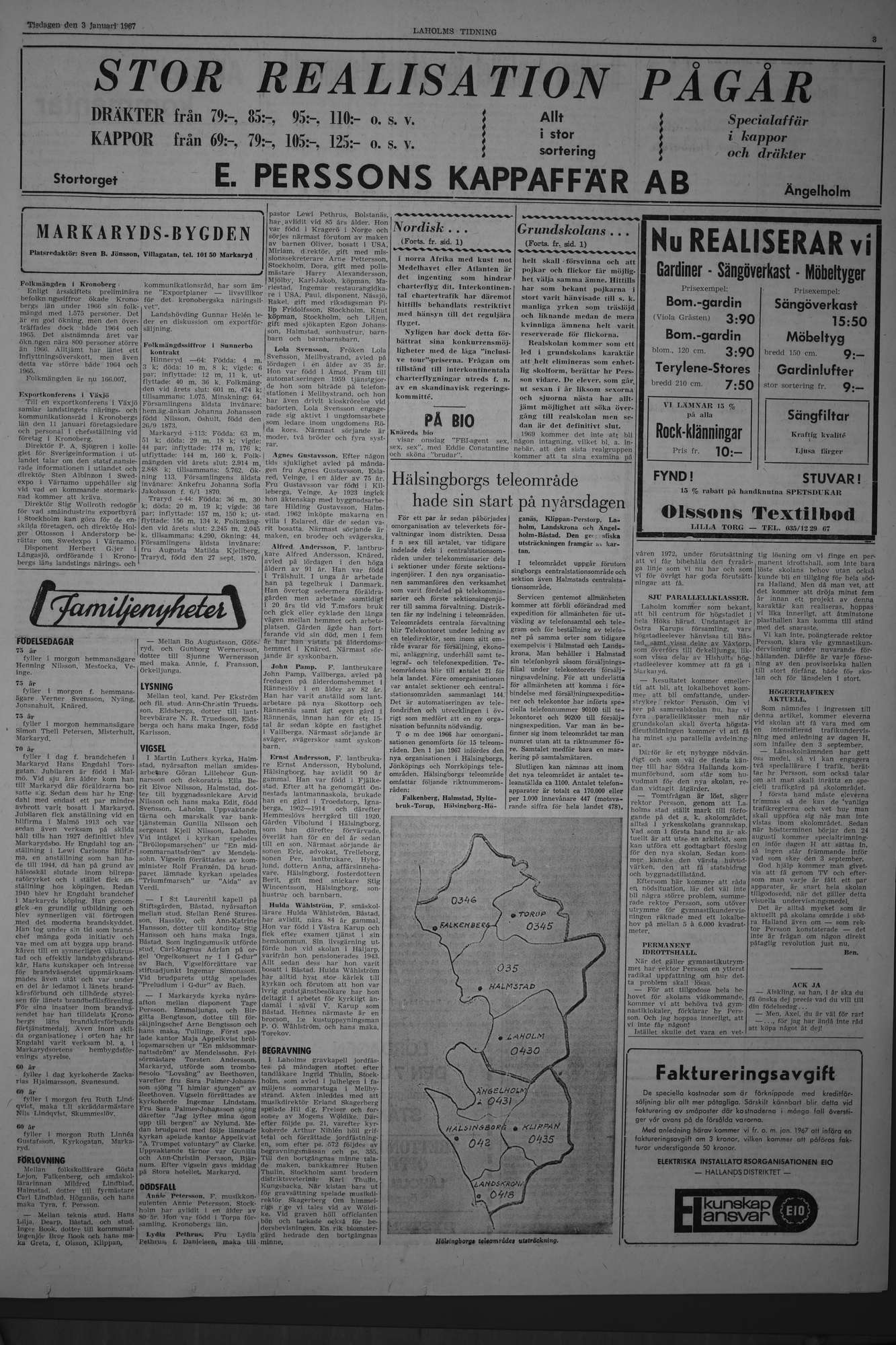 Laholms Tidning Tisdag 3 januari 1967, sida 3