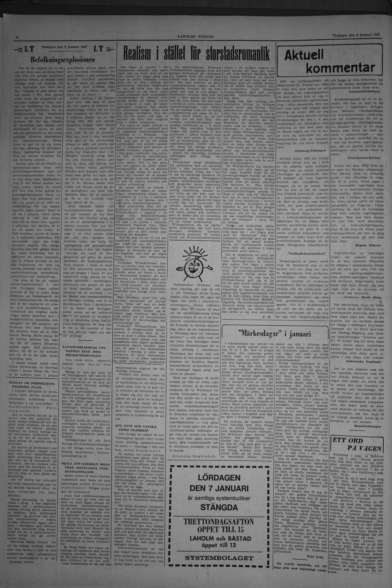 Laholms Tidning Tisdag 3 januari 1967, sida 4
