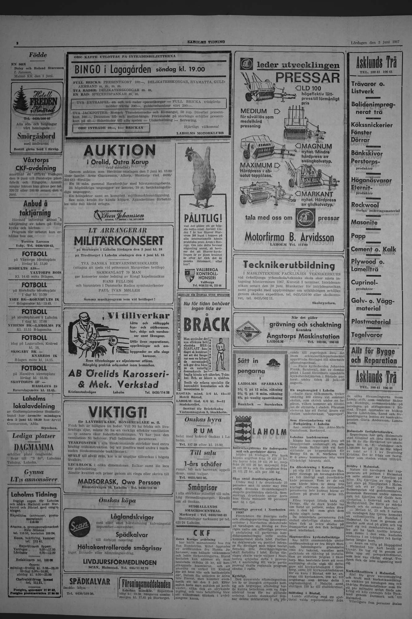 Laholms Tidning Lördag 3 juni 1967, sida 2