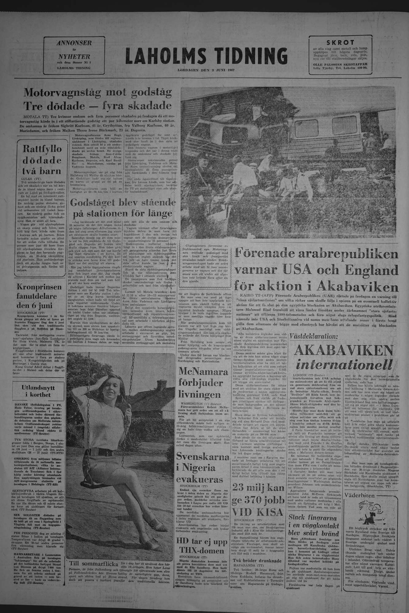 Laholms Tidning Lördag 3 juni 1967, sida 8