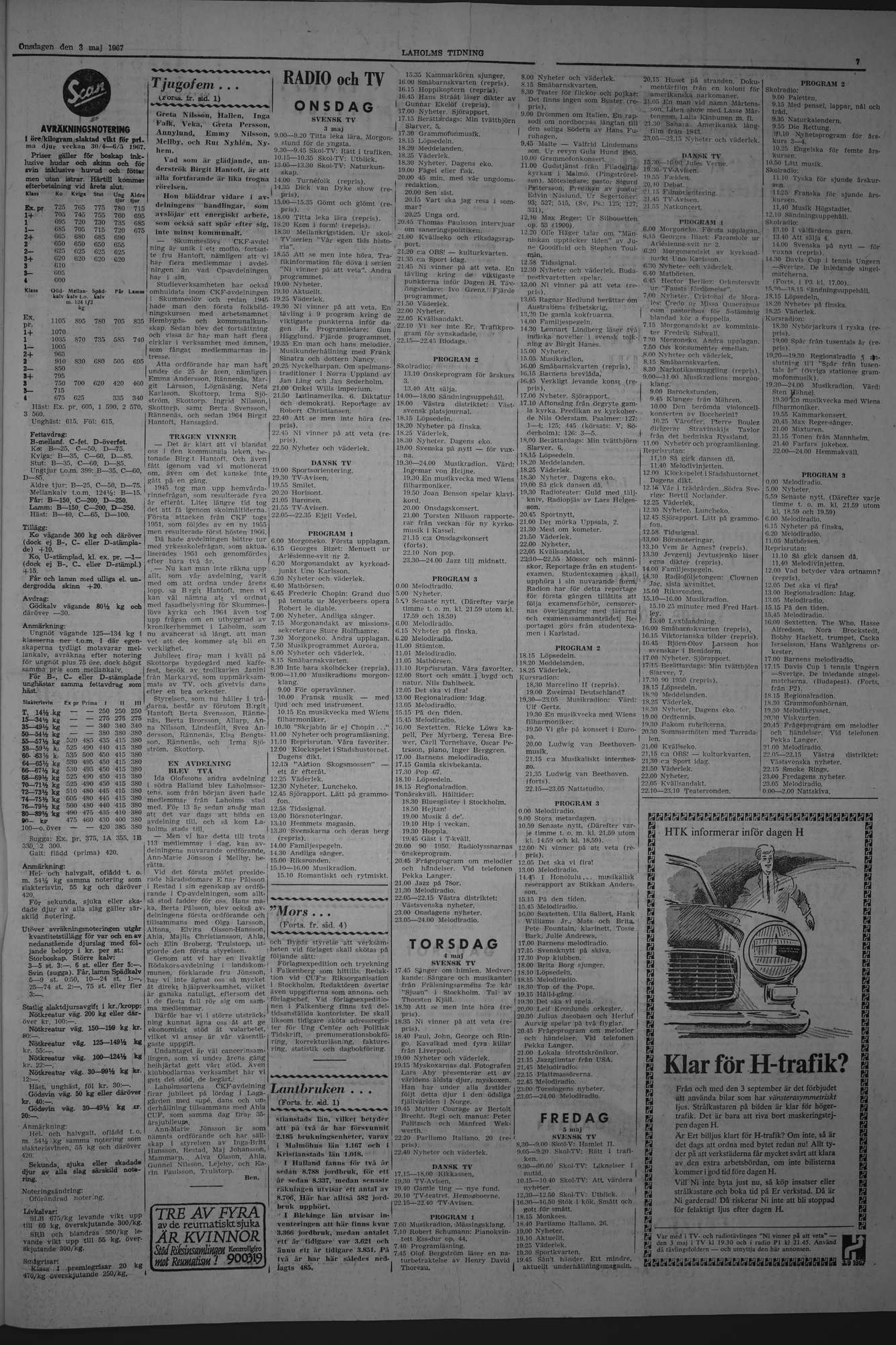 Laholms Tidning Onsdag 3 maj 1967, sida 7