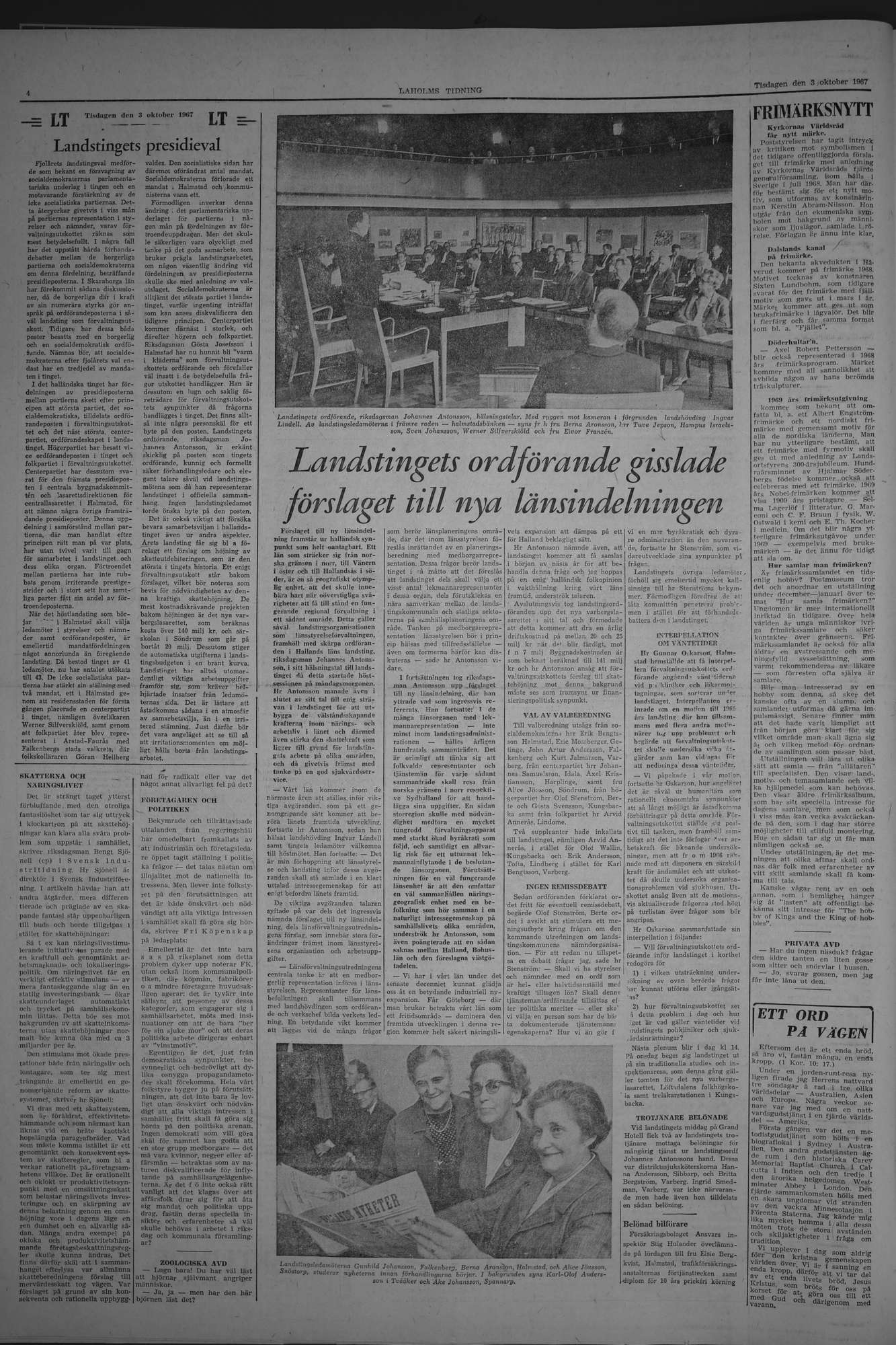 Laholms Tidning Tisdag 3 oktober 1967, sida 4