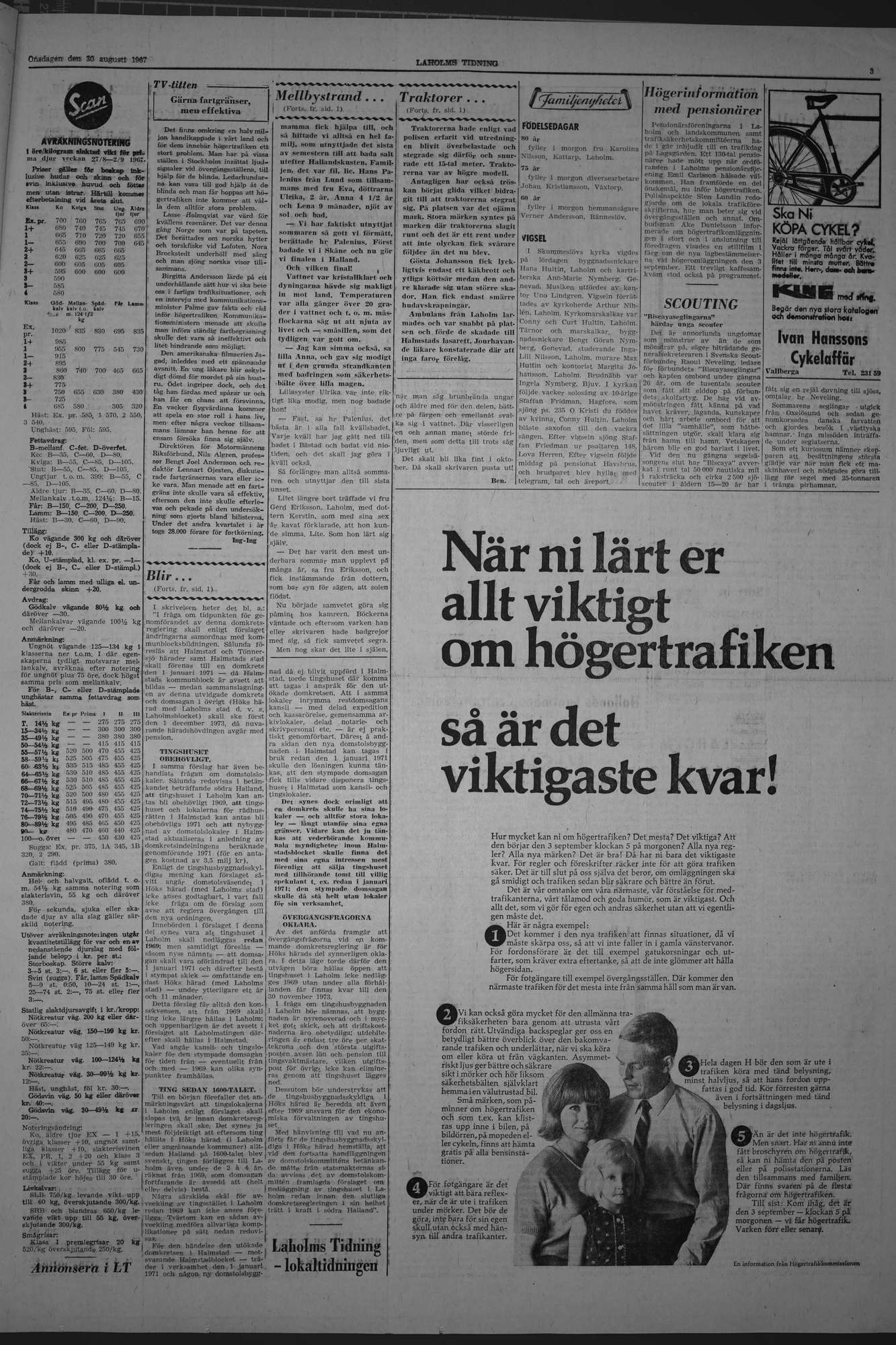 Laholms Tidning Onsdag 30 augusti 1967, sida 3