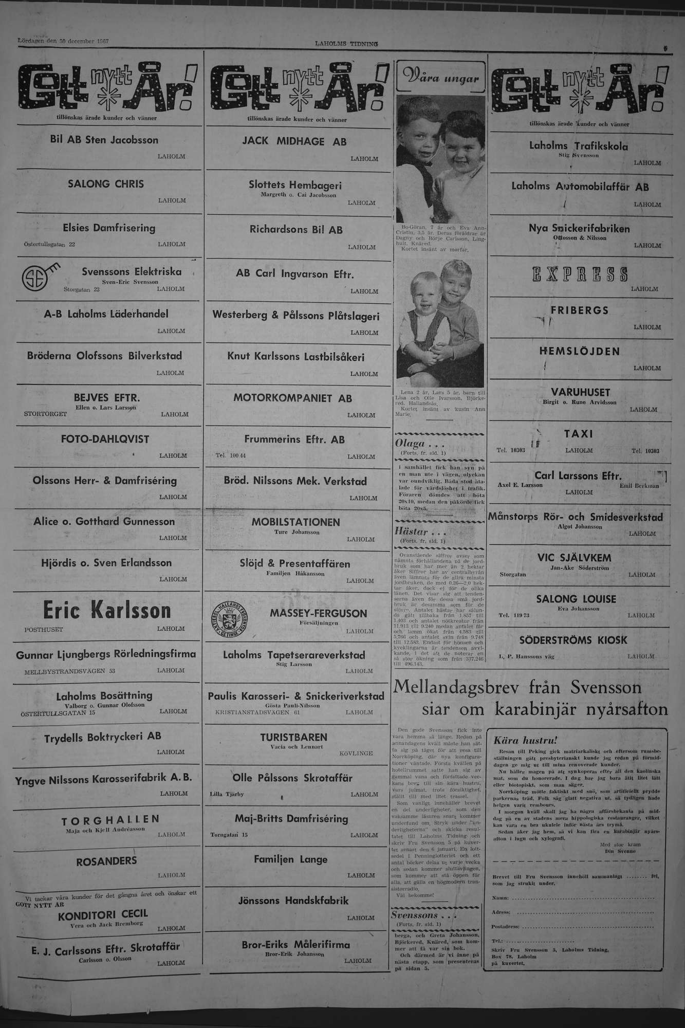Laholms Tidning Lördag 30 december 1967, sida 5