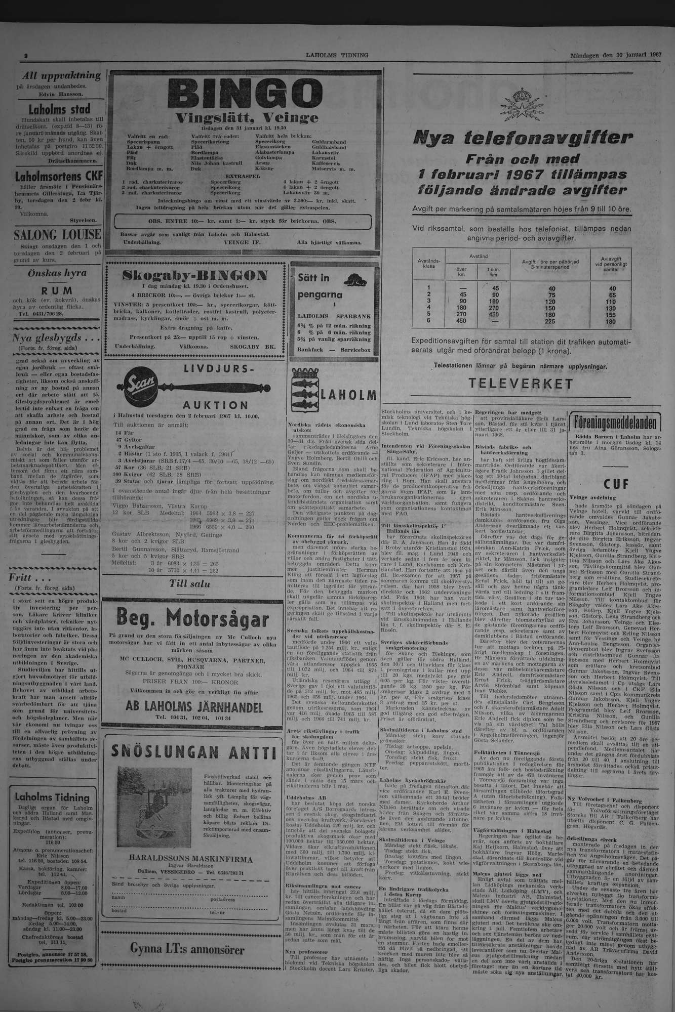 Laholms Tidning Måndag 30 januari 1967, sida 2
