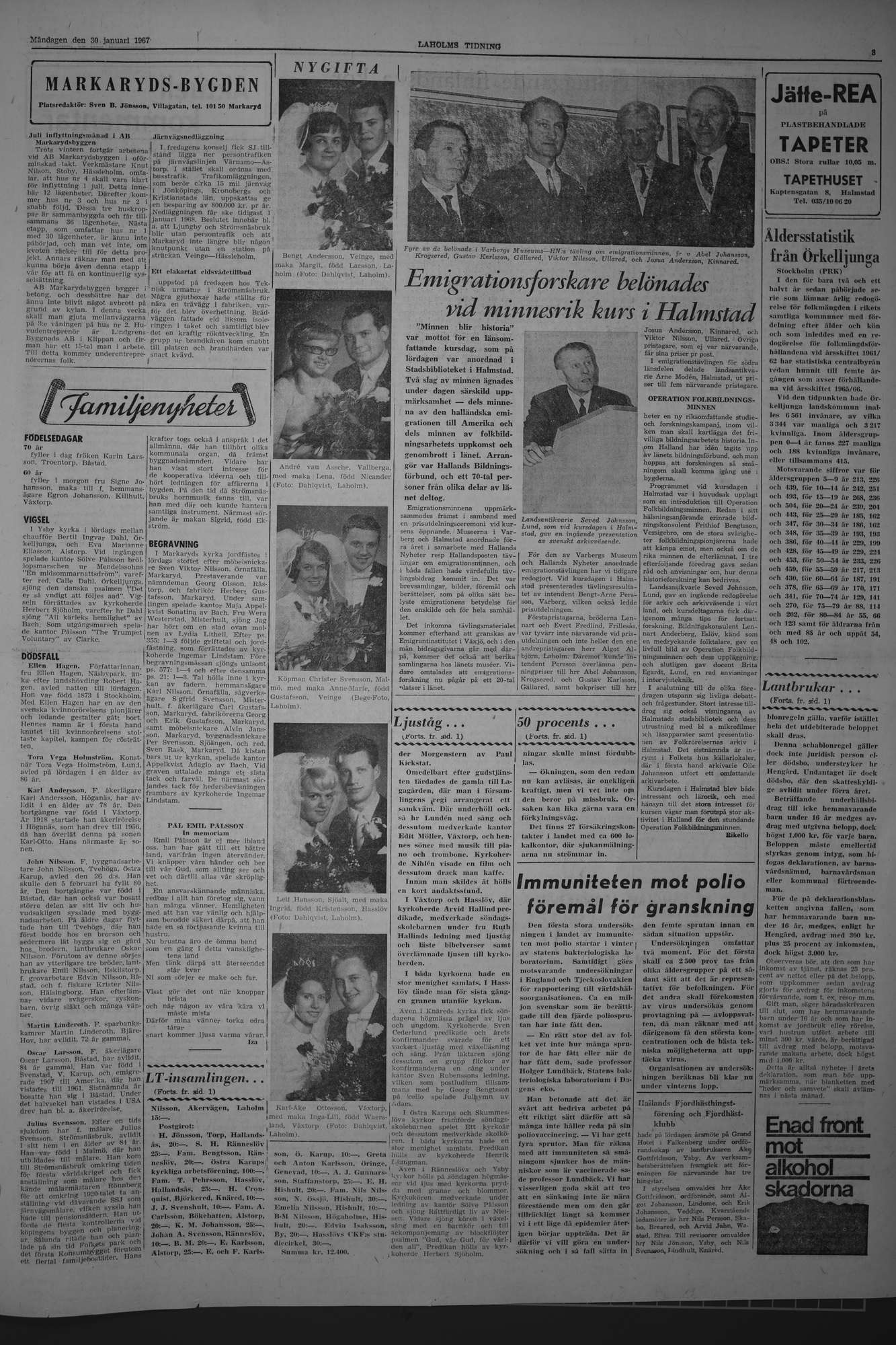 Laholms Tidning Måndag 30 januari 1967, sida 3