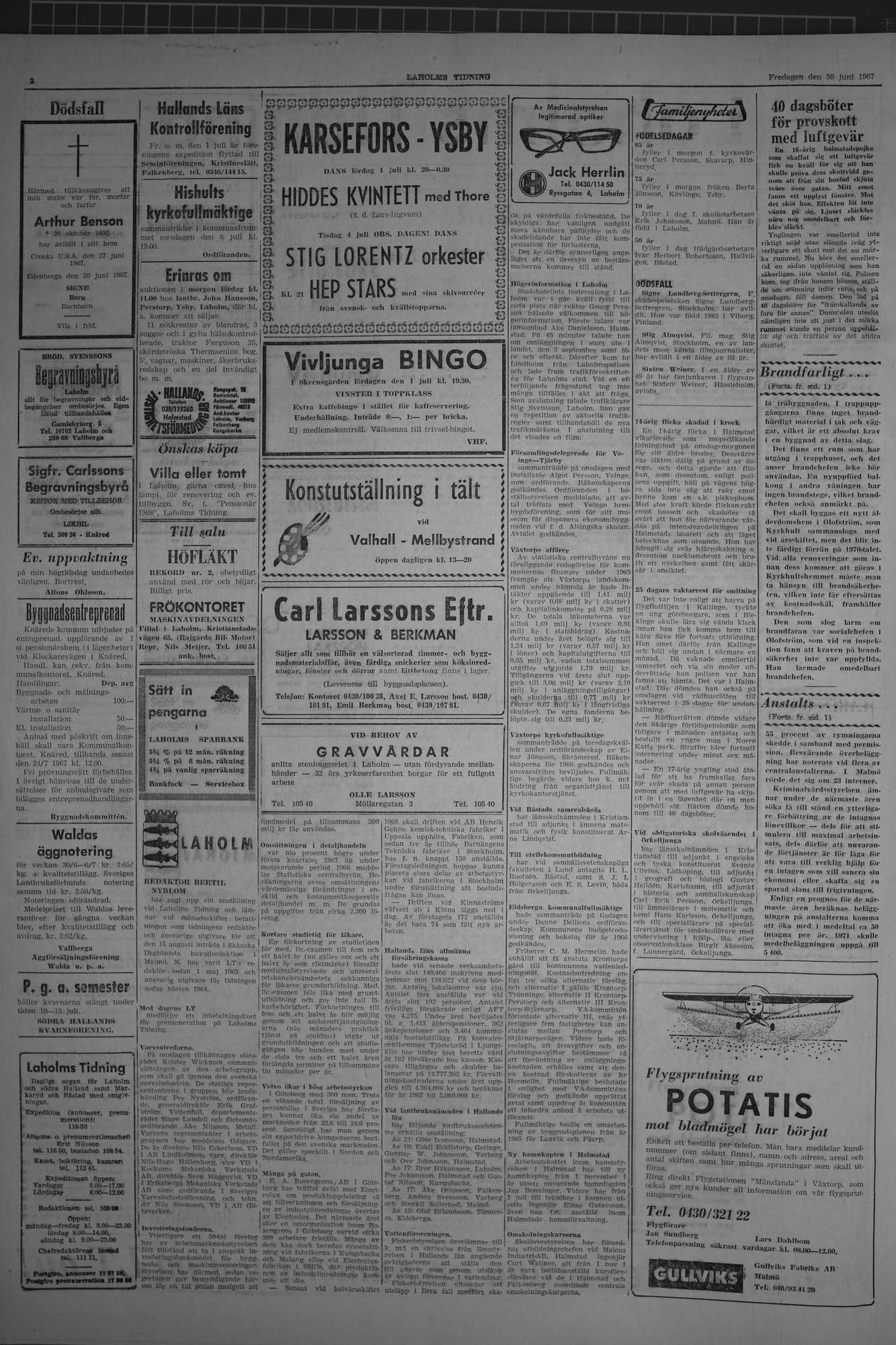 Laholms Tidning Fredag 30 juni 1967, sida 2