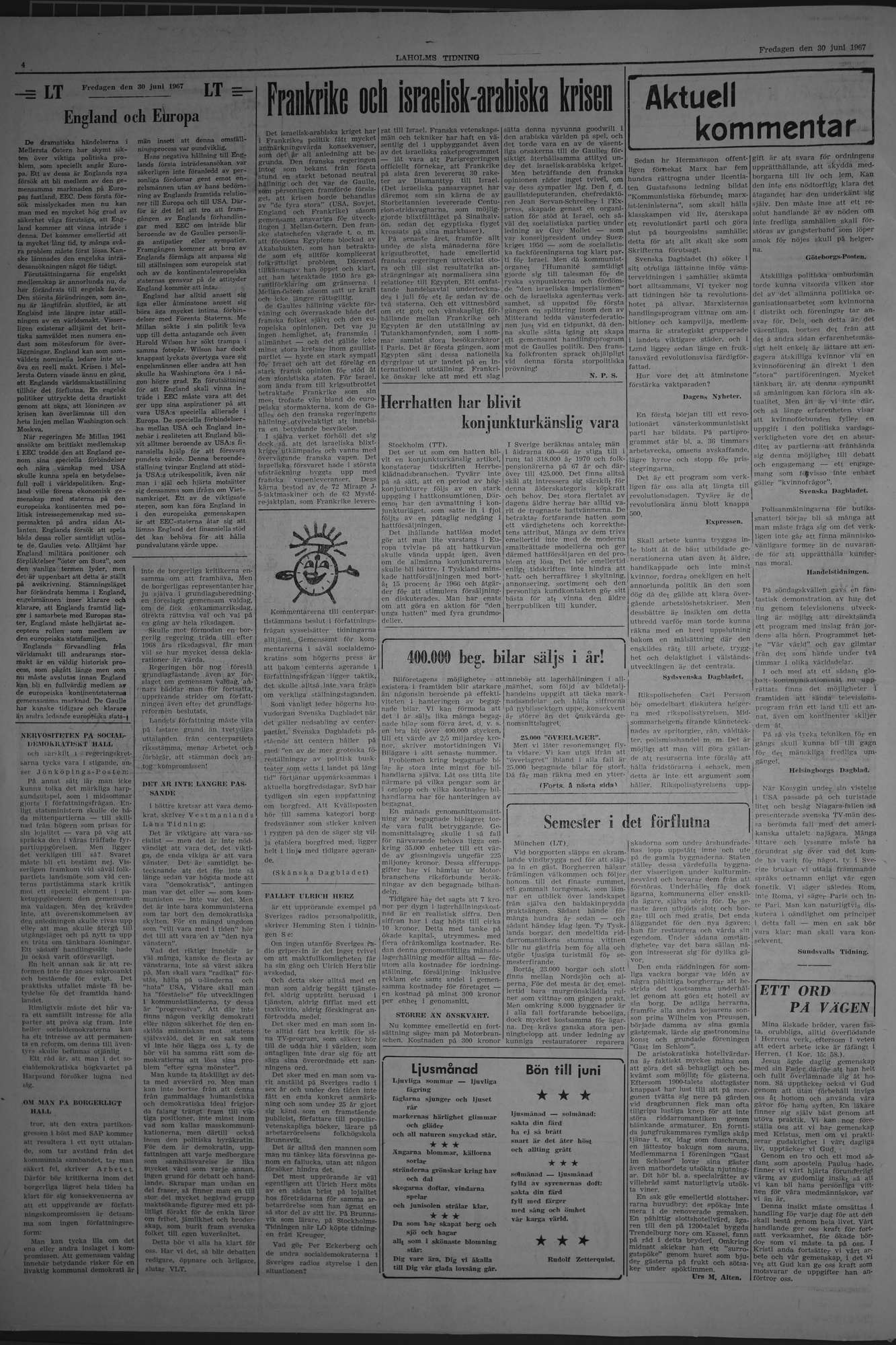 Laholms Tidning Fredag 30 juni 1967, sida 4