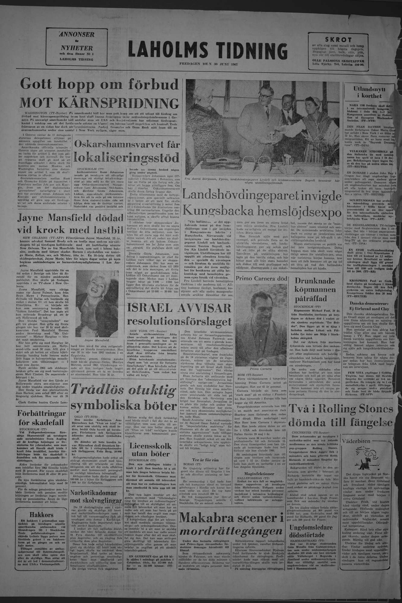 Laholms Tidning Fredag 30 juni 1967, sida 8