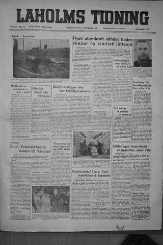 Förstasidan, Torsdag 10 november 1949