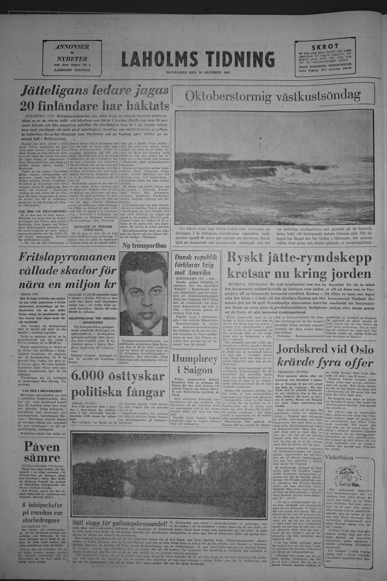 Laholms Tidning Måndag 30 oktober 1967, sida 8