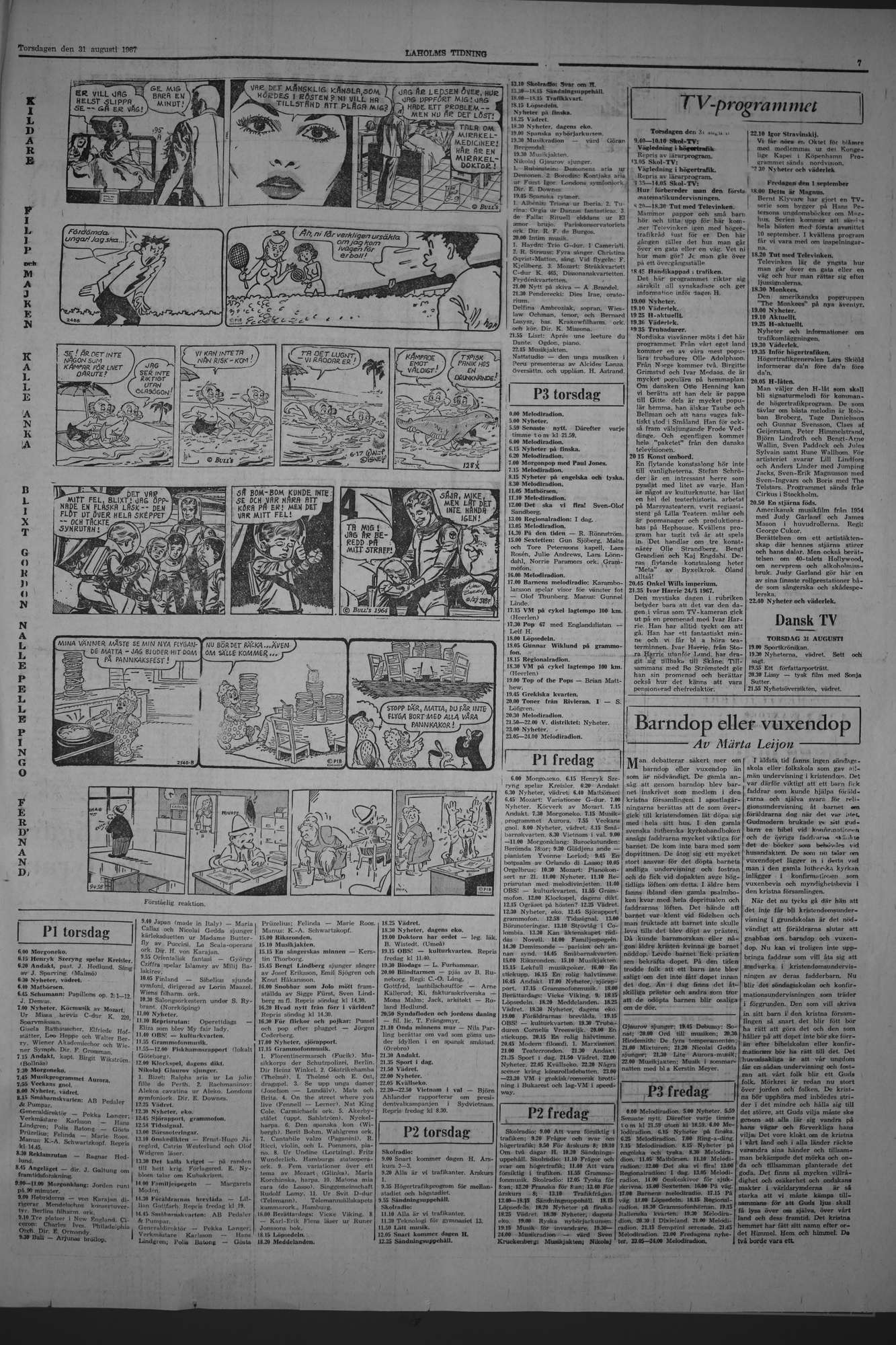Laholms Tidning Torsdag 31 augusti 1967, sida 7