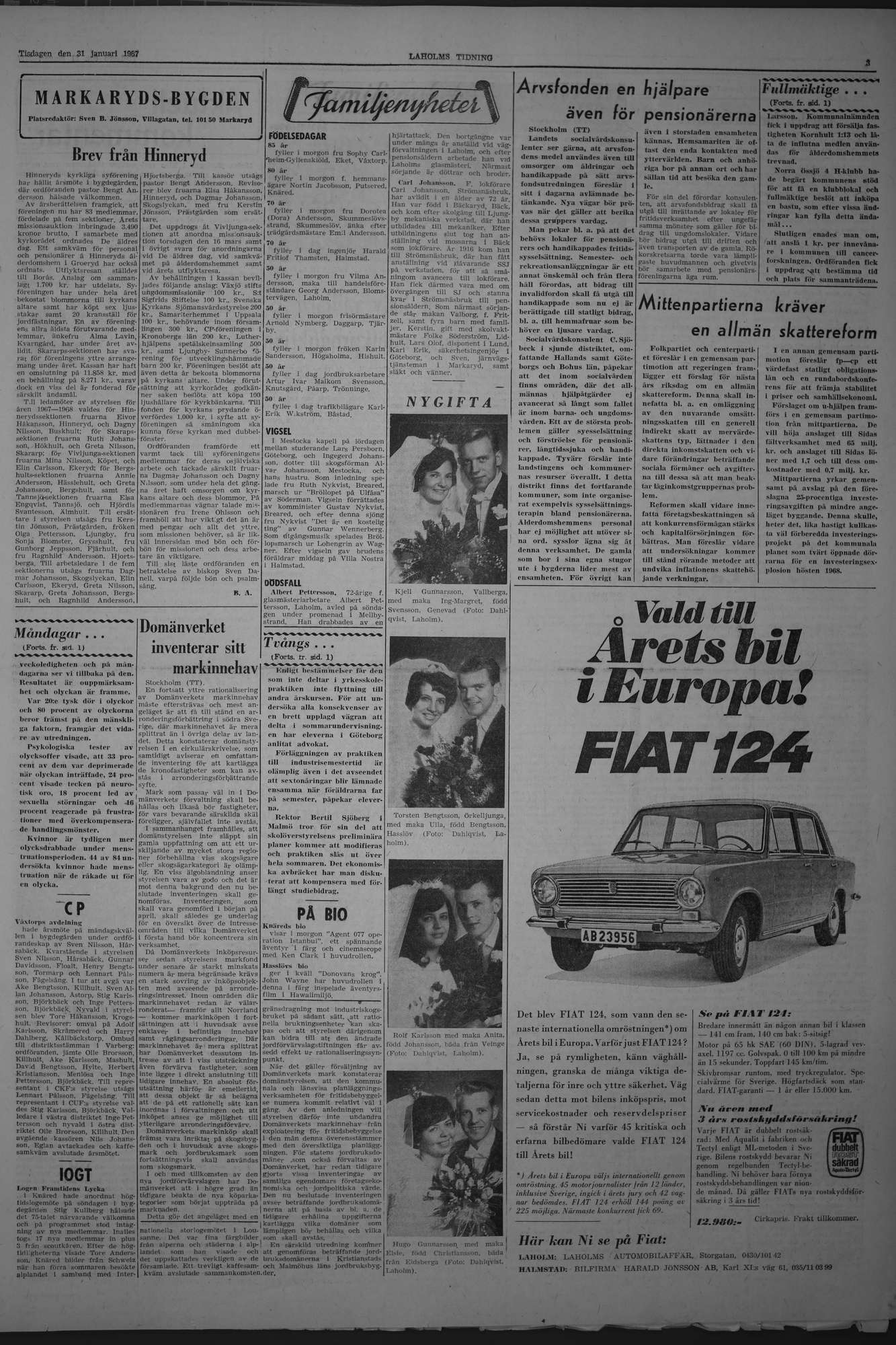 Laholms Tidning Tisdag 31 januari 1967, sida 3