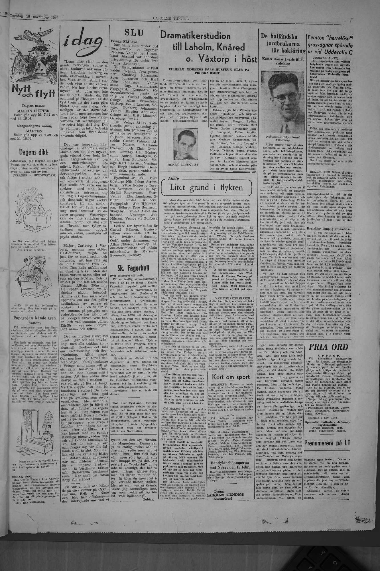 Laholms Tidning Torsdag 10 november 1949, sida 7